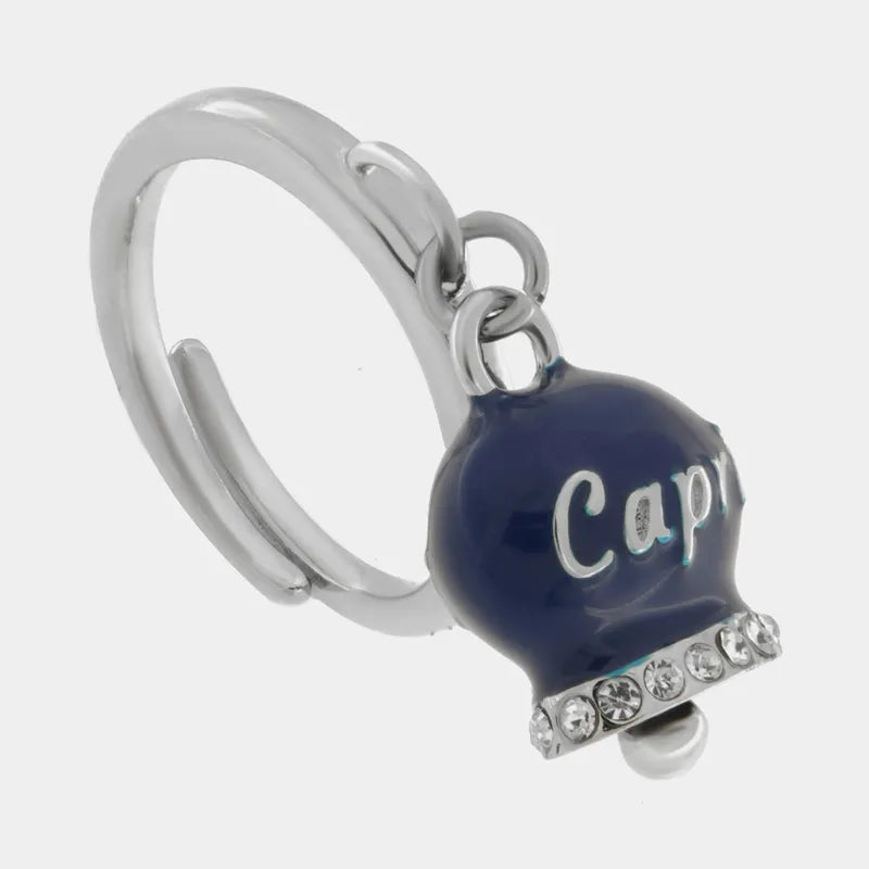 ANELLO AMO CAPRI IN ACCIAIO CAMPANELLA BLU