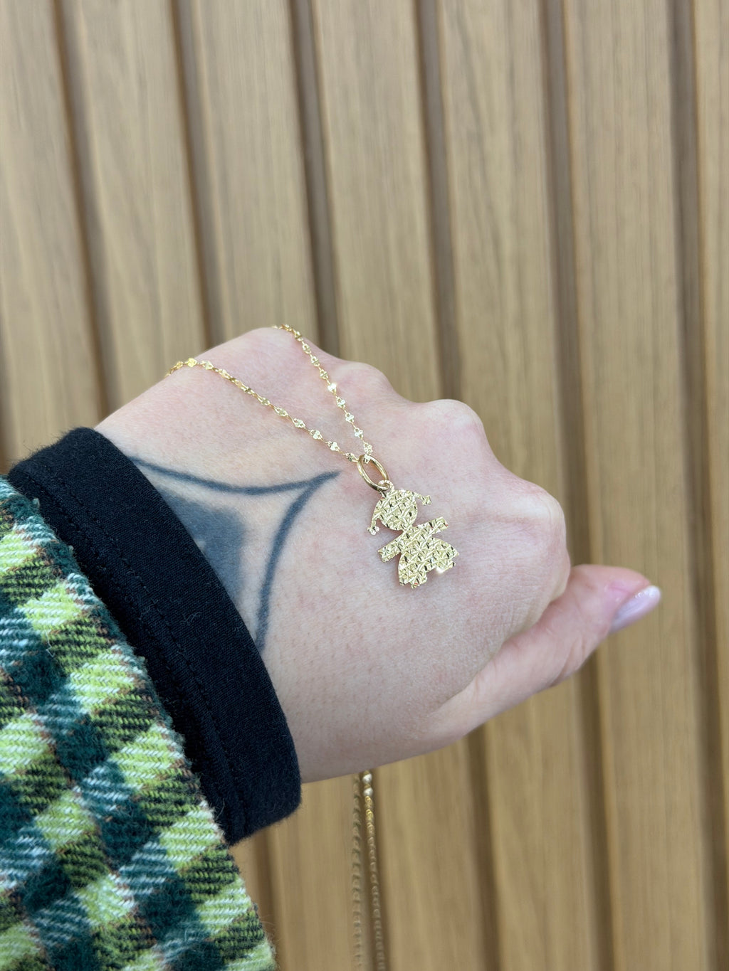 COLLANA ORO 18KT SPECCHIATA CON BIMBA