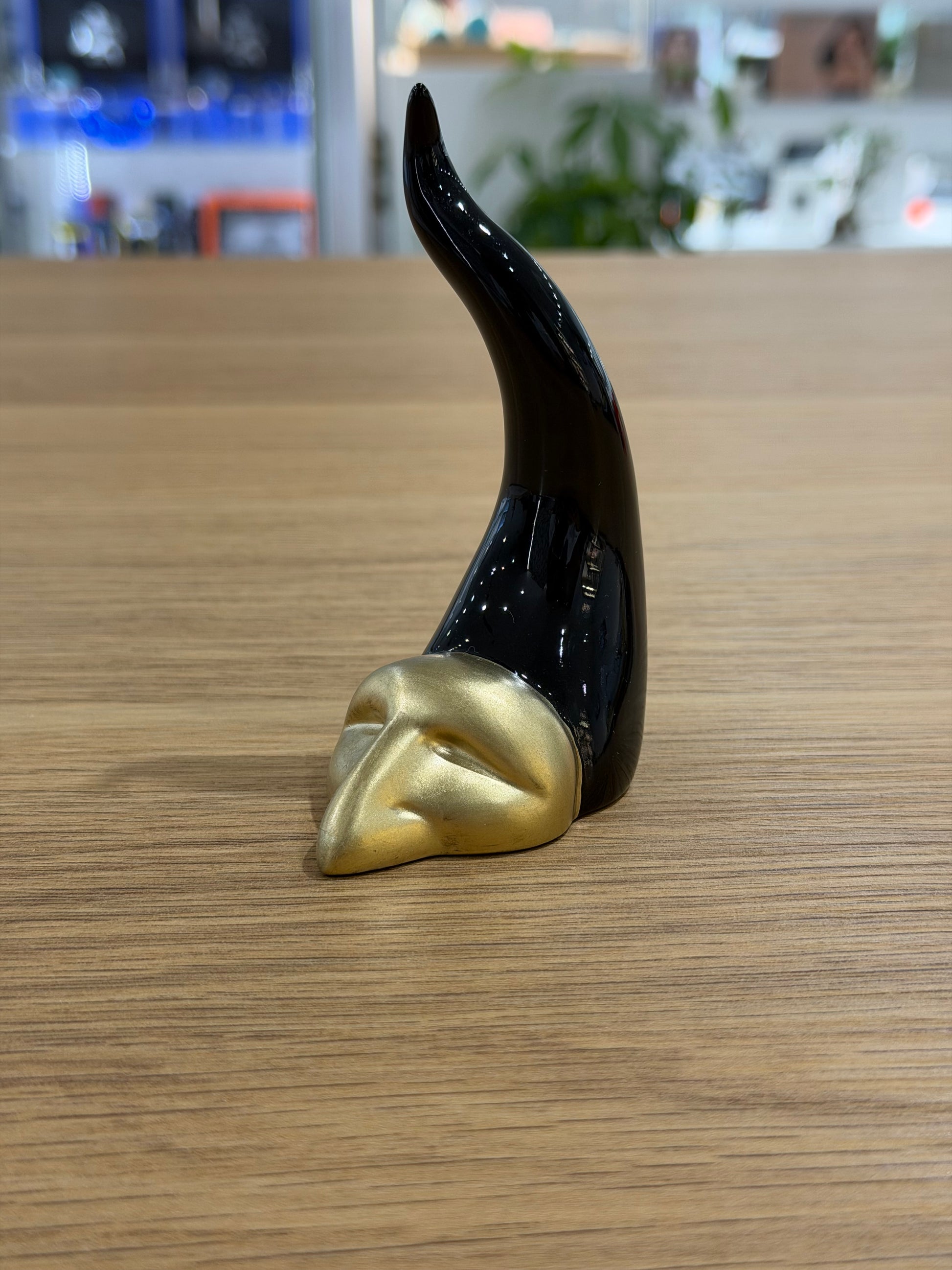 CORNO DA ESPOSIZIONE NERO E ORO