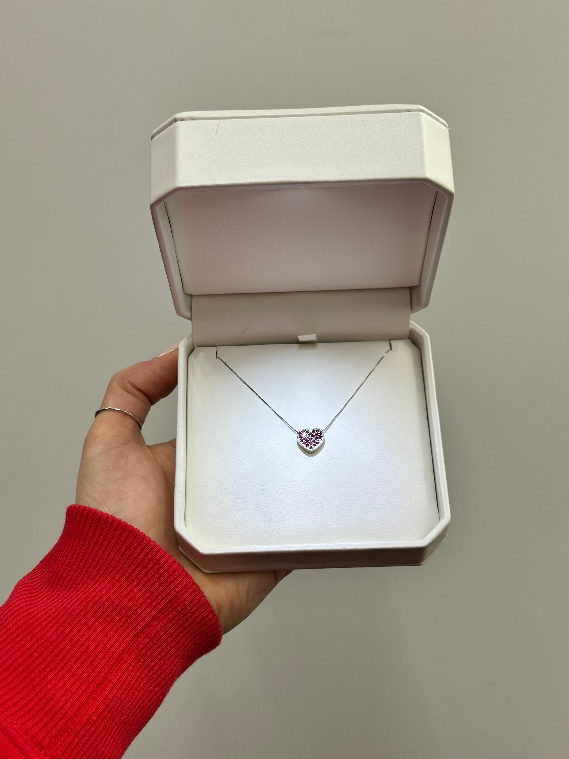 COLLANA CUORE ORO 18KT CON RUBINI