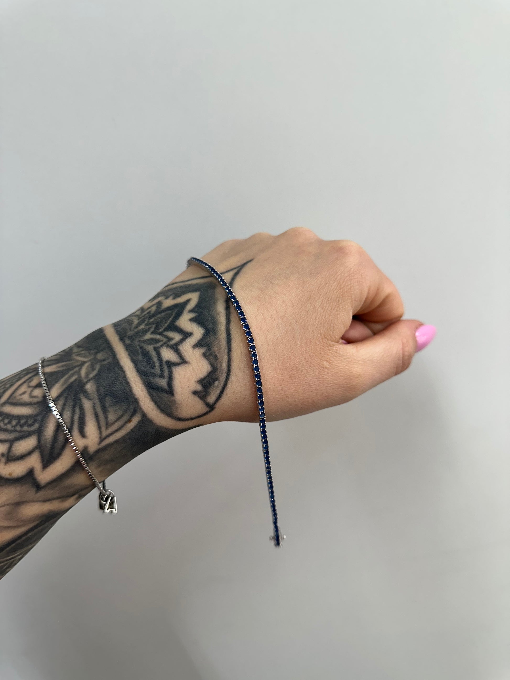 BRACCIALE TENNIS NIGHT BLUE ARGENTO