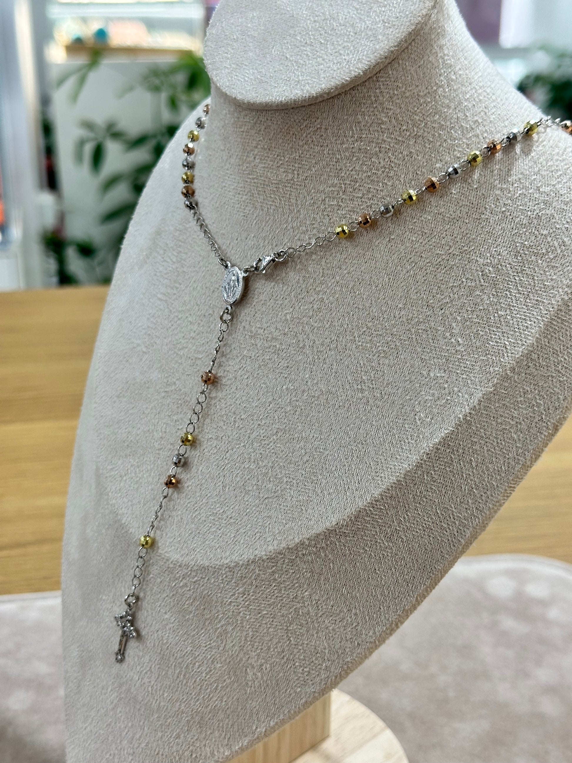 COLLANA ROSARIO MILLE LUCI 3 COLORI ARGENTO 925