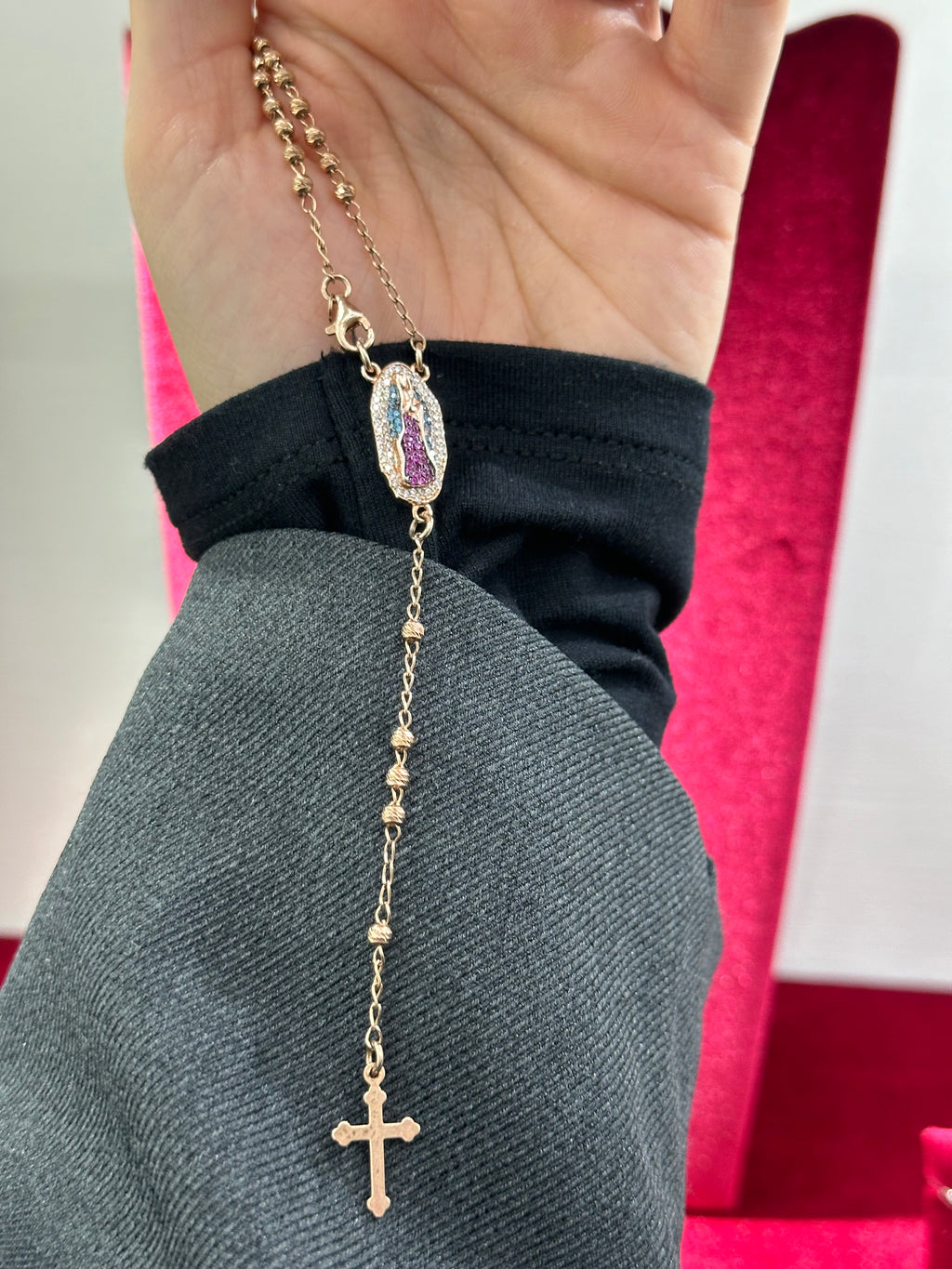 ROSARIO CON MADONNA GUADALUPE ARGENTO 925