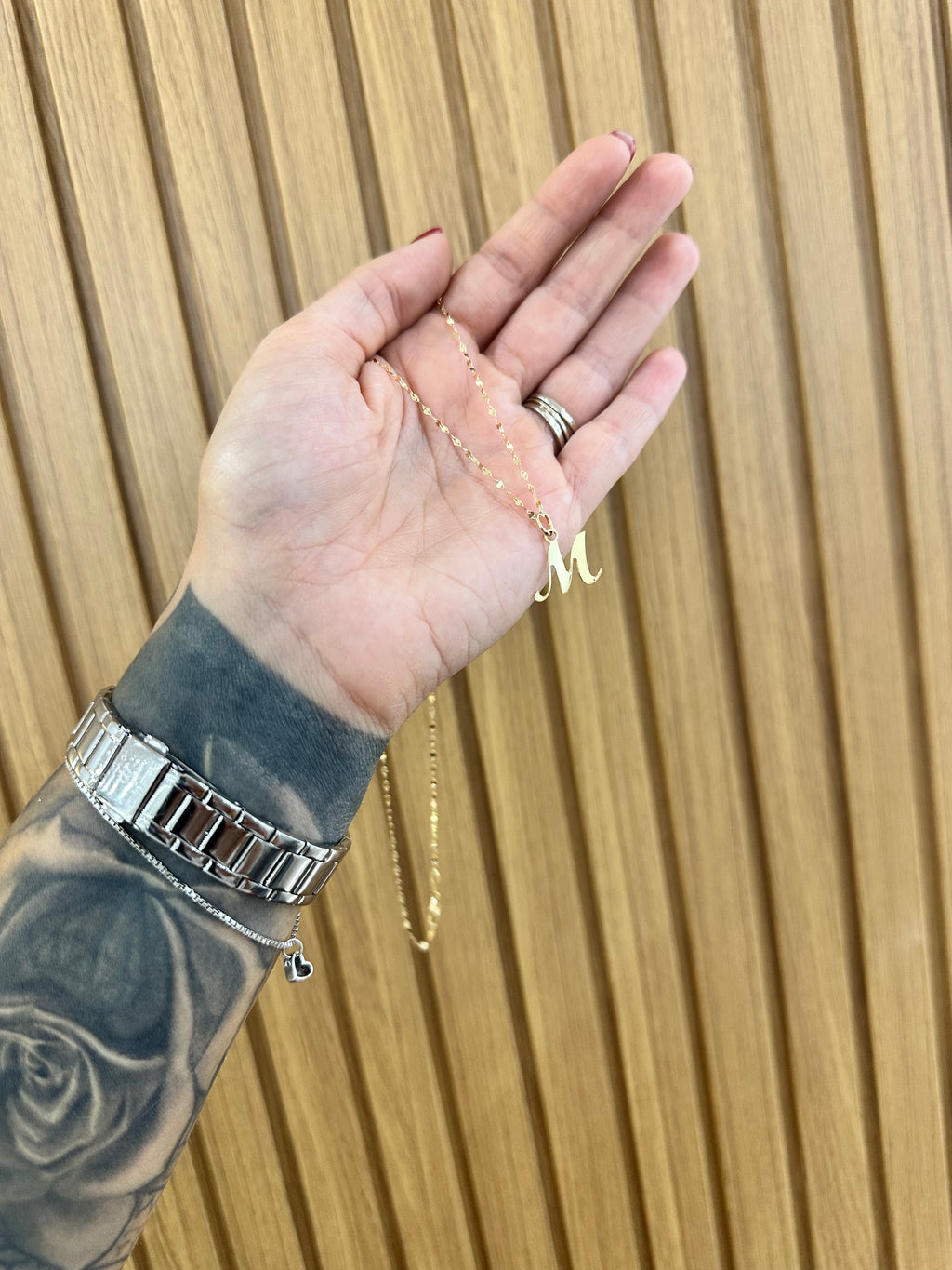 COLLANA SPECCHIATA CON INIZIALE ORO 18KT