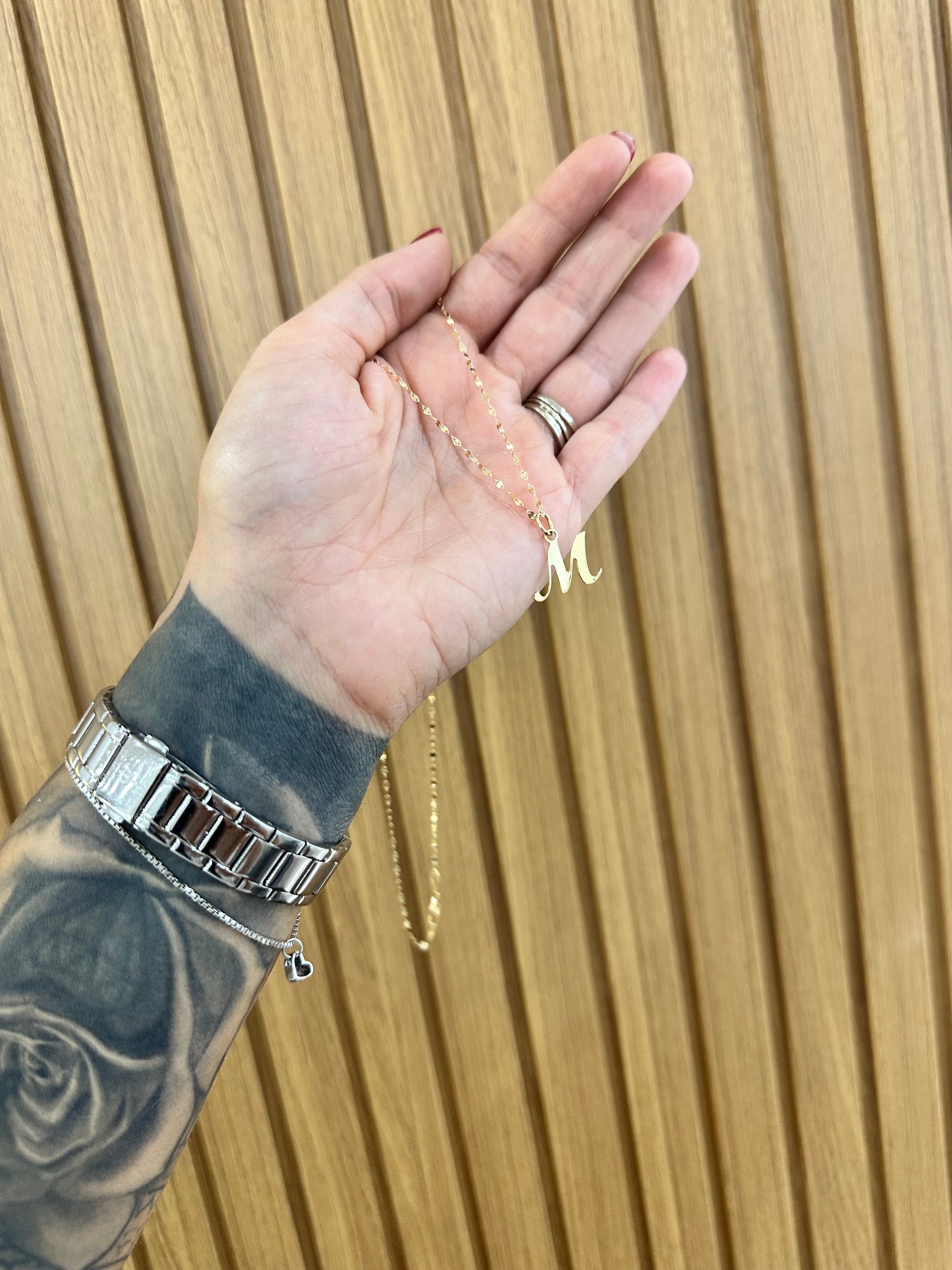 COLLANA SPECCHIATA CON INIZIALE ORO 18KT