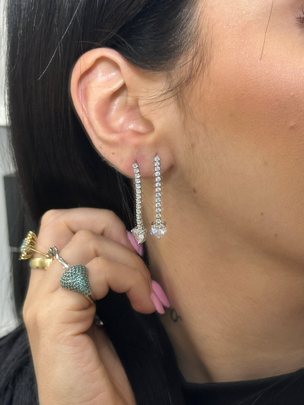 ORECCHINI TENNIS CON CUORE ARGENTO 925