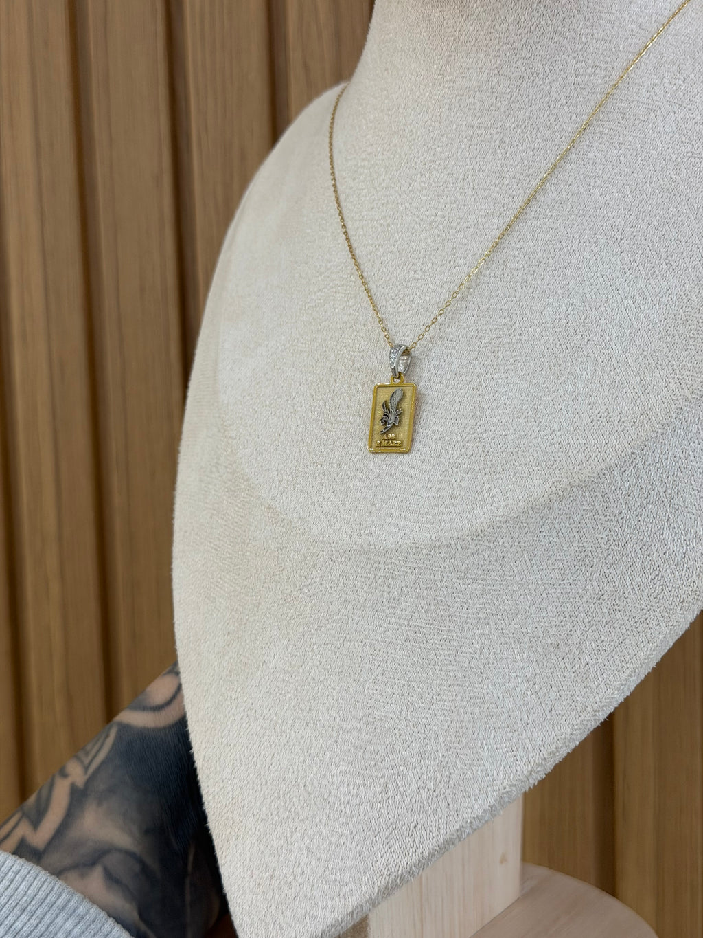 COLLANA MEDAGLIETTA ASSO DI BASTONI ARGENTO 925