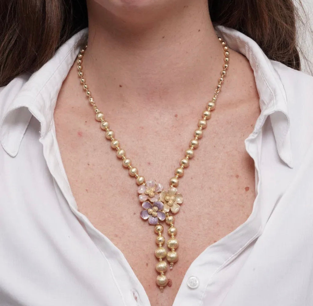 COLLANA AMO VENEZIA FIORI COLORATI CON SFERE