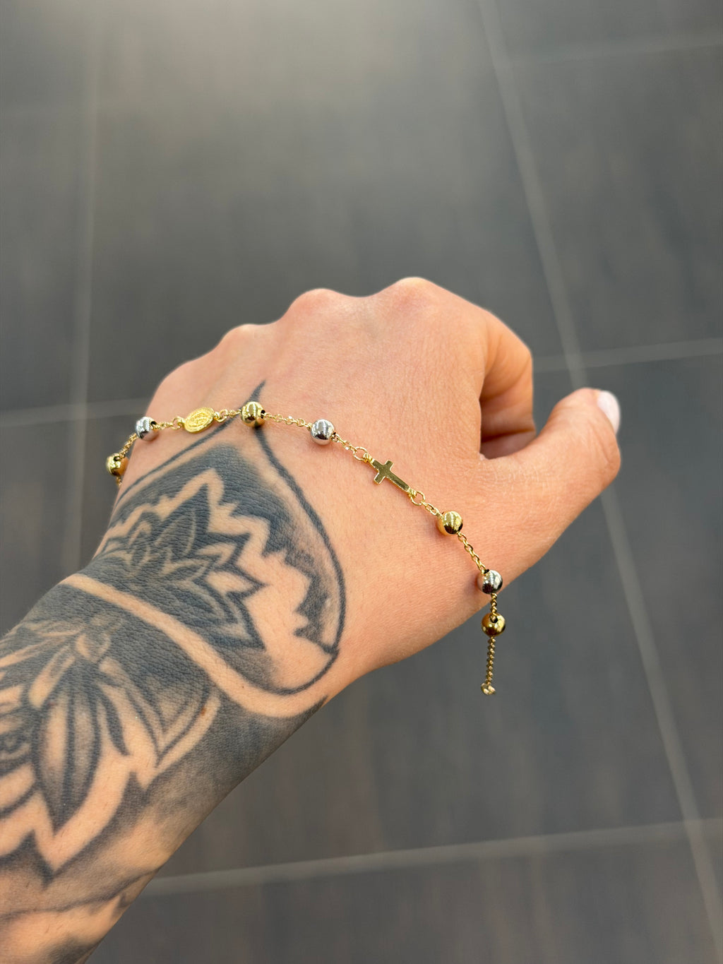 BRACCIALE ROSARIO ORO 18KT BICOLORE