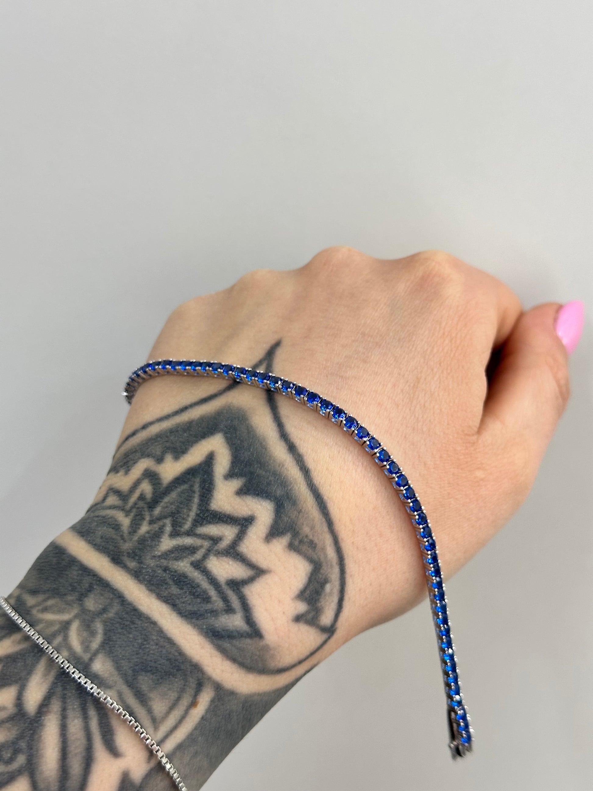 BRACCIALE TENNIS ELECTRIC BLUE ARGENTO