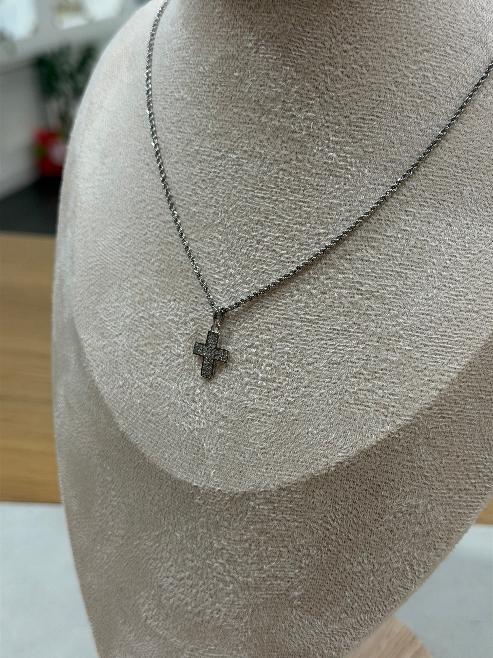 COLLANA ORO 18KT CON CROCE ZIRCONATA