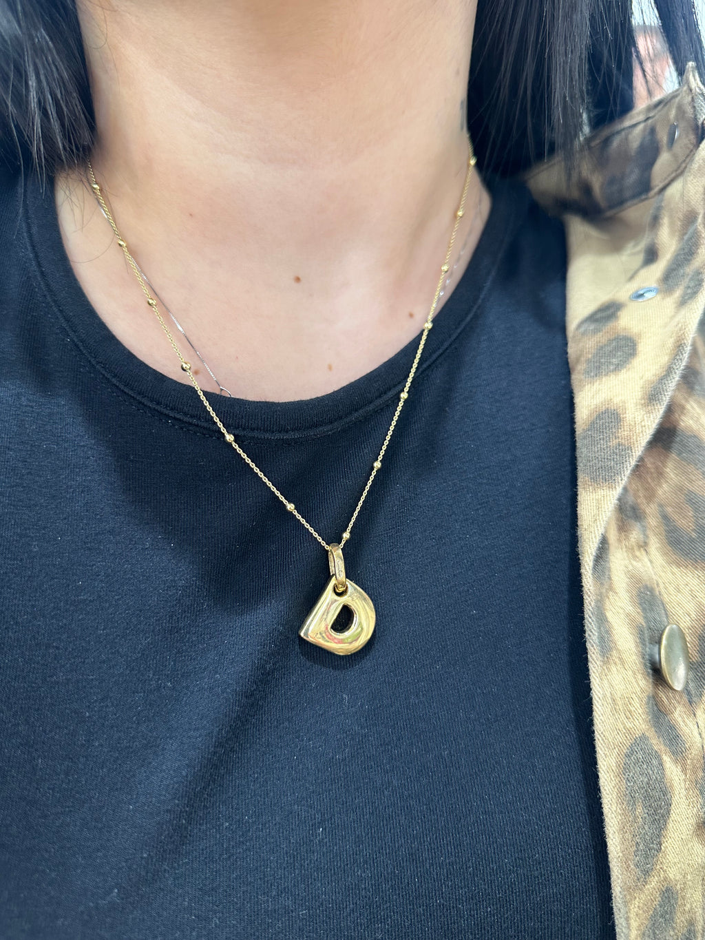 COLLANA CON INIZIALE ELETTROFORMATA D ARGENTO
