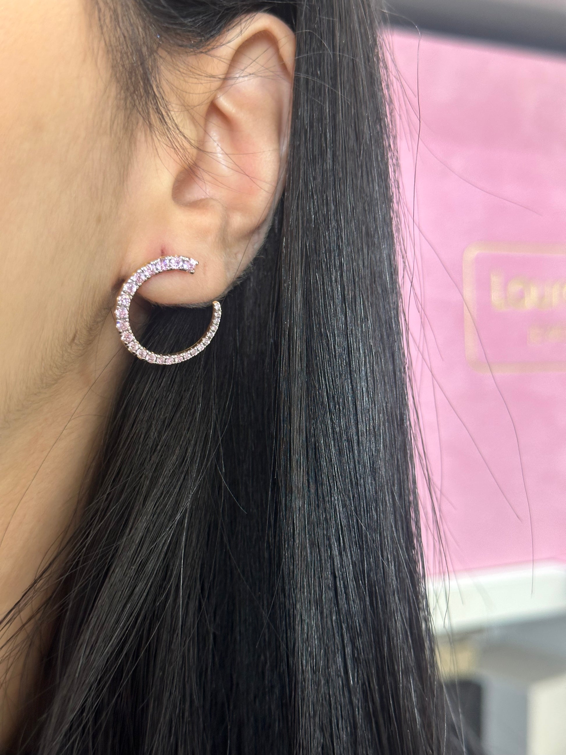 ORECCHINI MEZZA LUNA ZIRCONI ROSA LAURA P