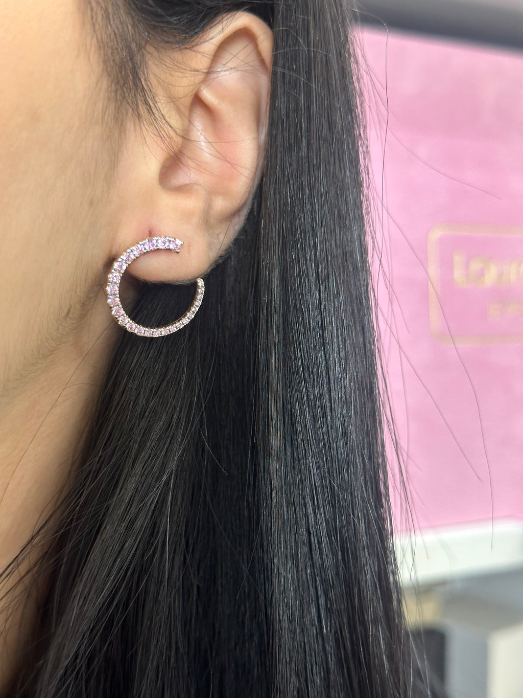 ORECCHINI MEZZA LUNA ZIRCONI ROSA LAURA P