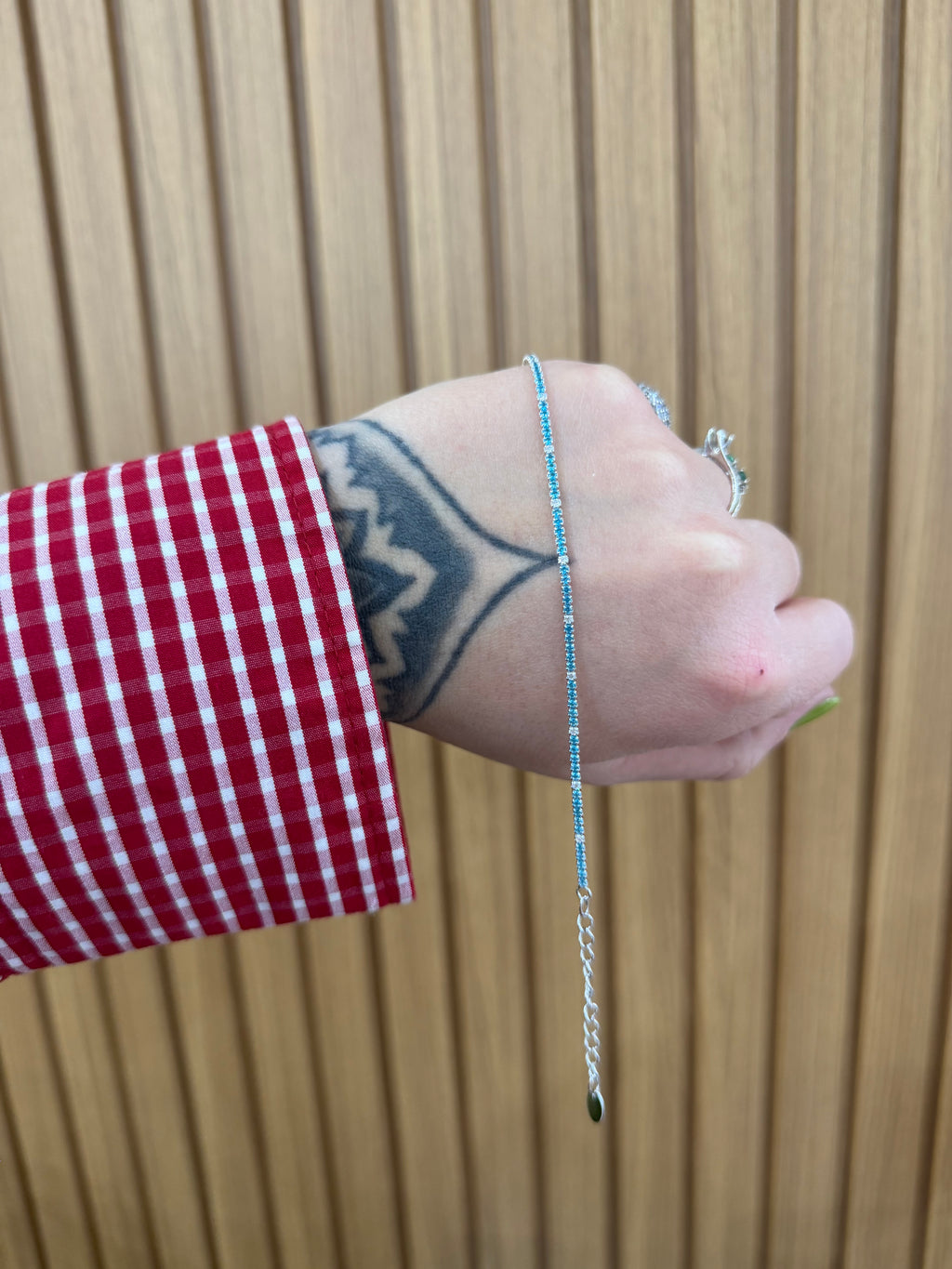 BRACCIALE MINI TENNIS CELESTE E BIANCO IN ARGENTO 925