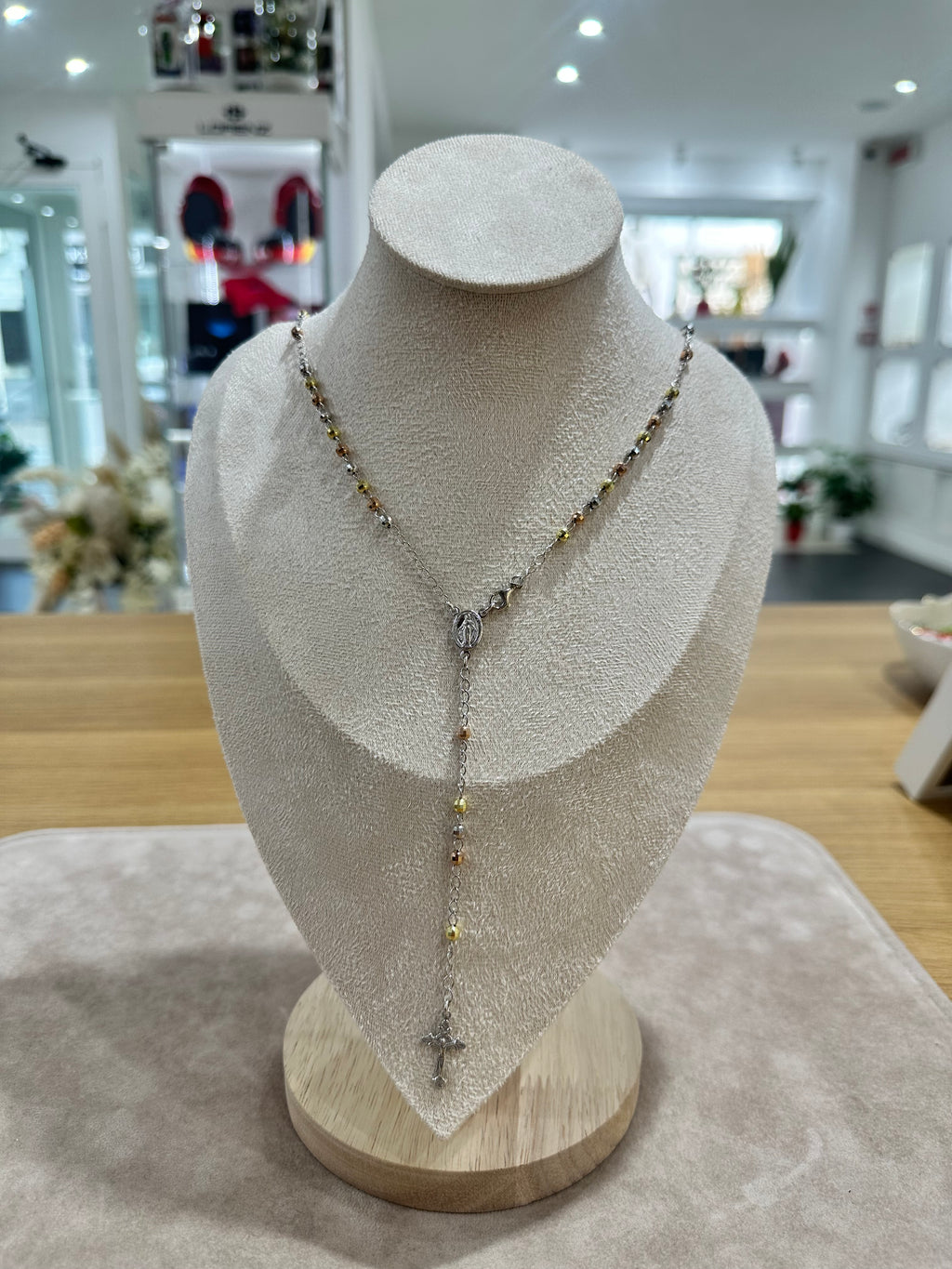 COLLANA ROSARIO MILLE LUCI 3 COLORI ARGENTO 925