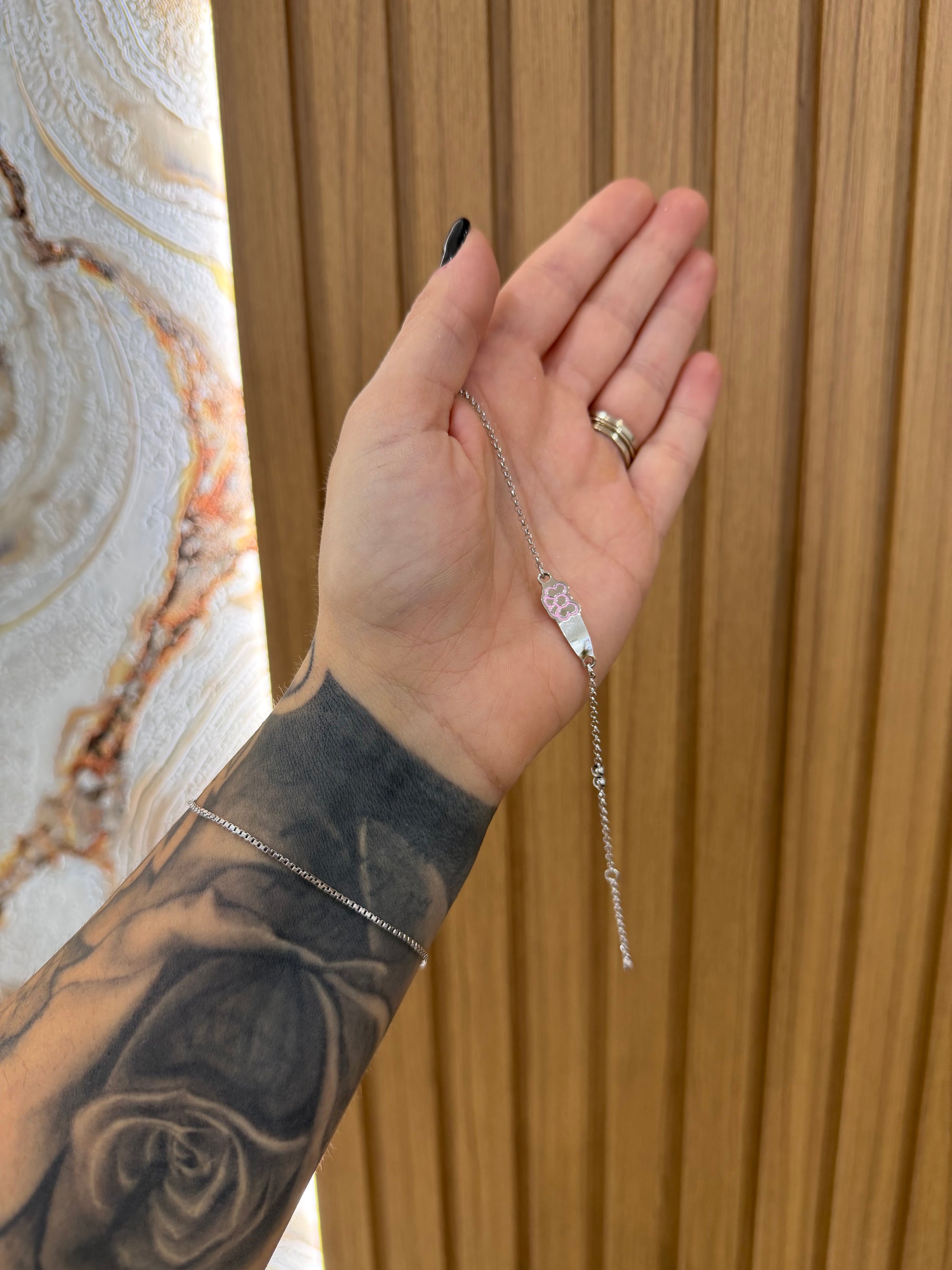BRACCIALE BATTESIMALE CON FIOCCO ARGENTO