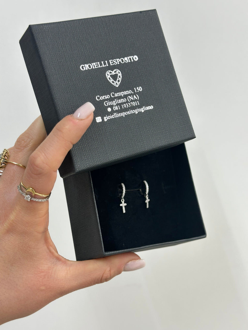 CERCHIETTI CON CROCE PENDENTE ARGENTO 925