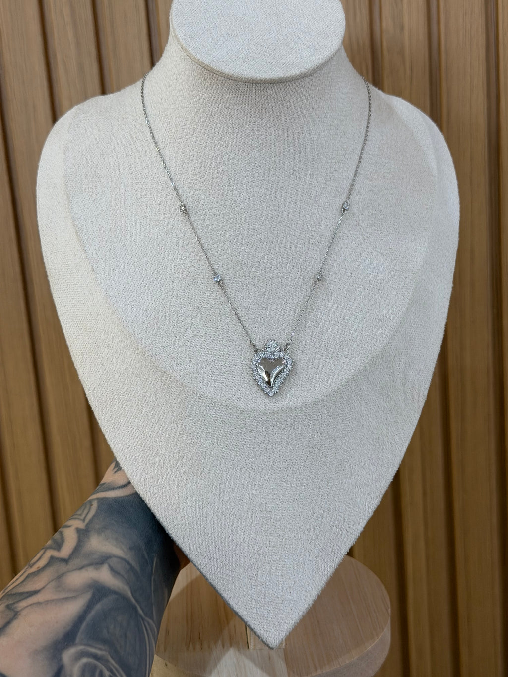 COLLANA CUORE SACRO ARGENTO 925