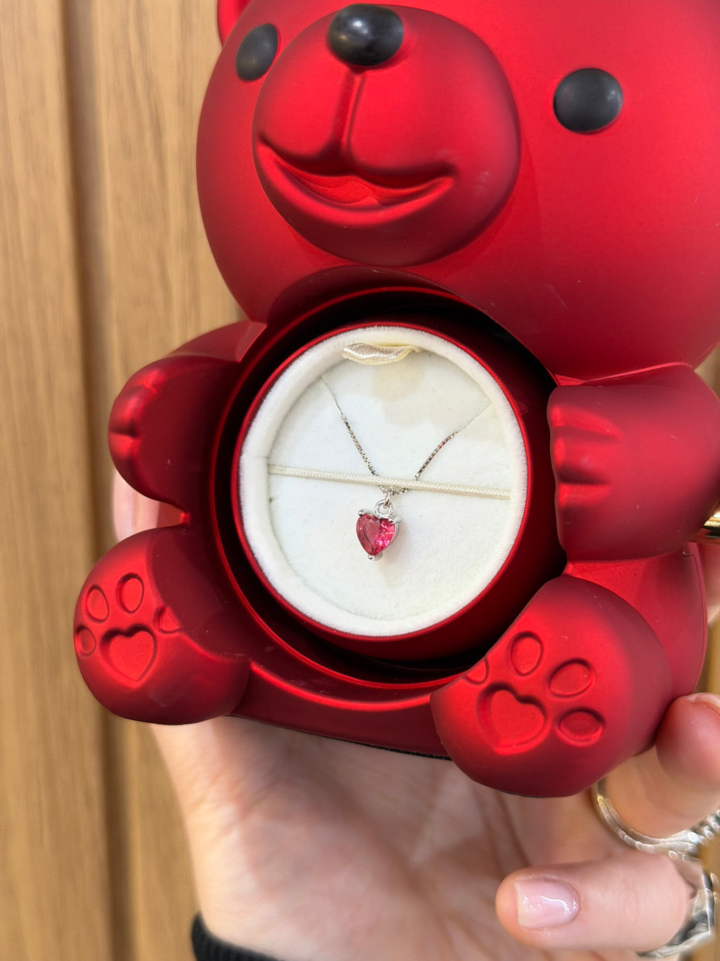 BOX MINI TEDDY CON COLLANA MINI CUORICINO ARGENTO 925