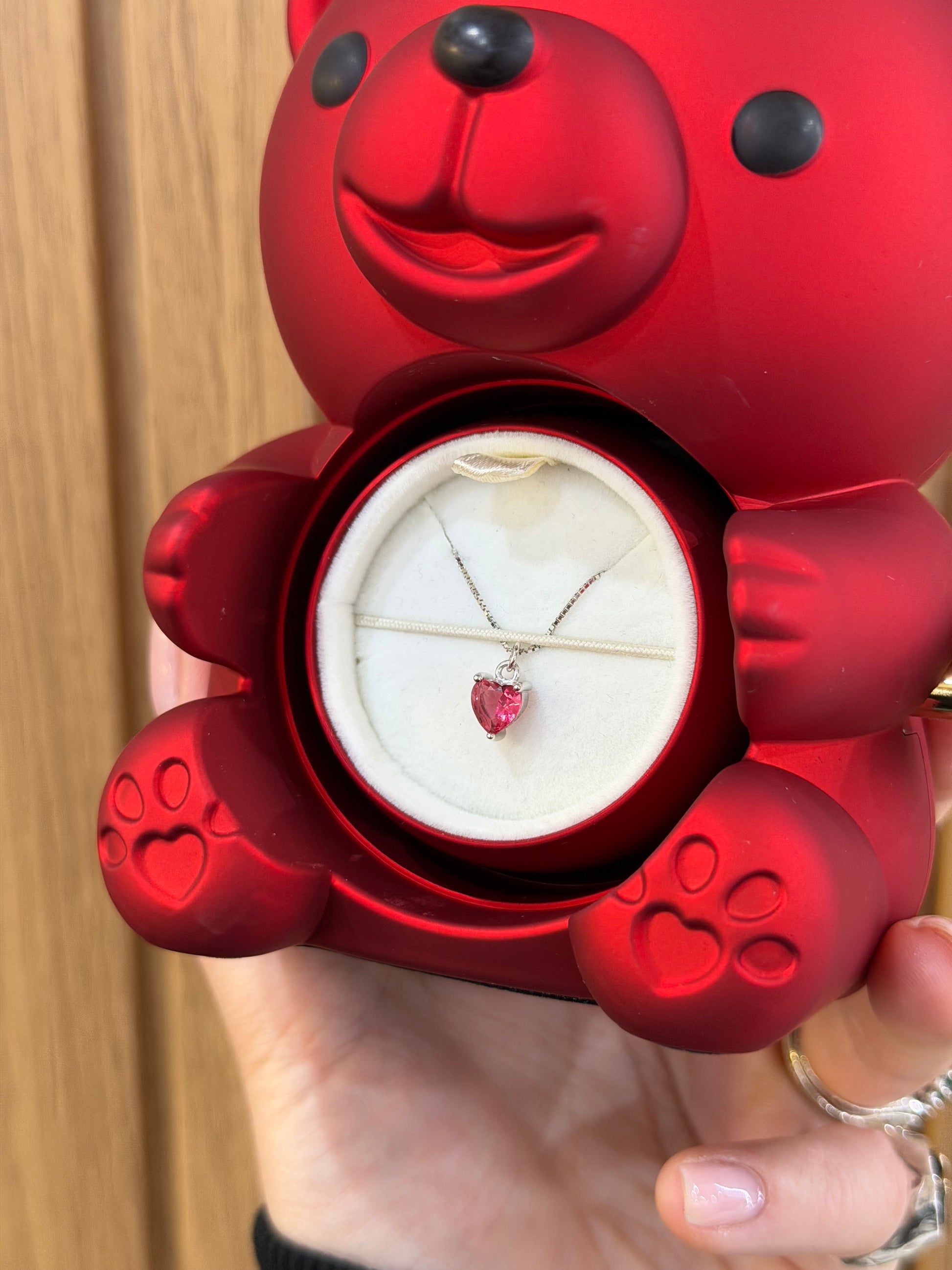 BOX MINI TEDDY CON COLLANA MINI CUORICINO ARGENTO 925