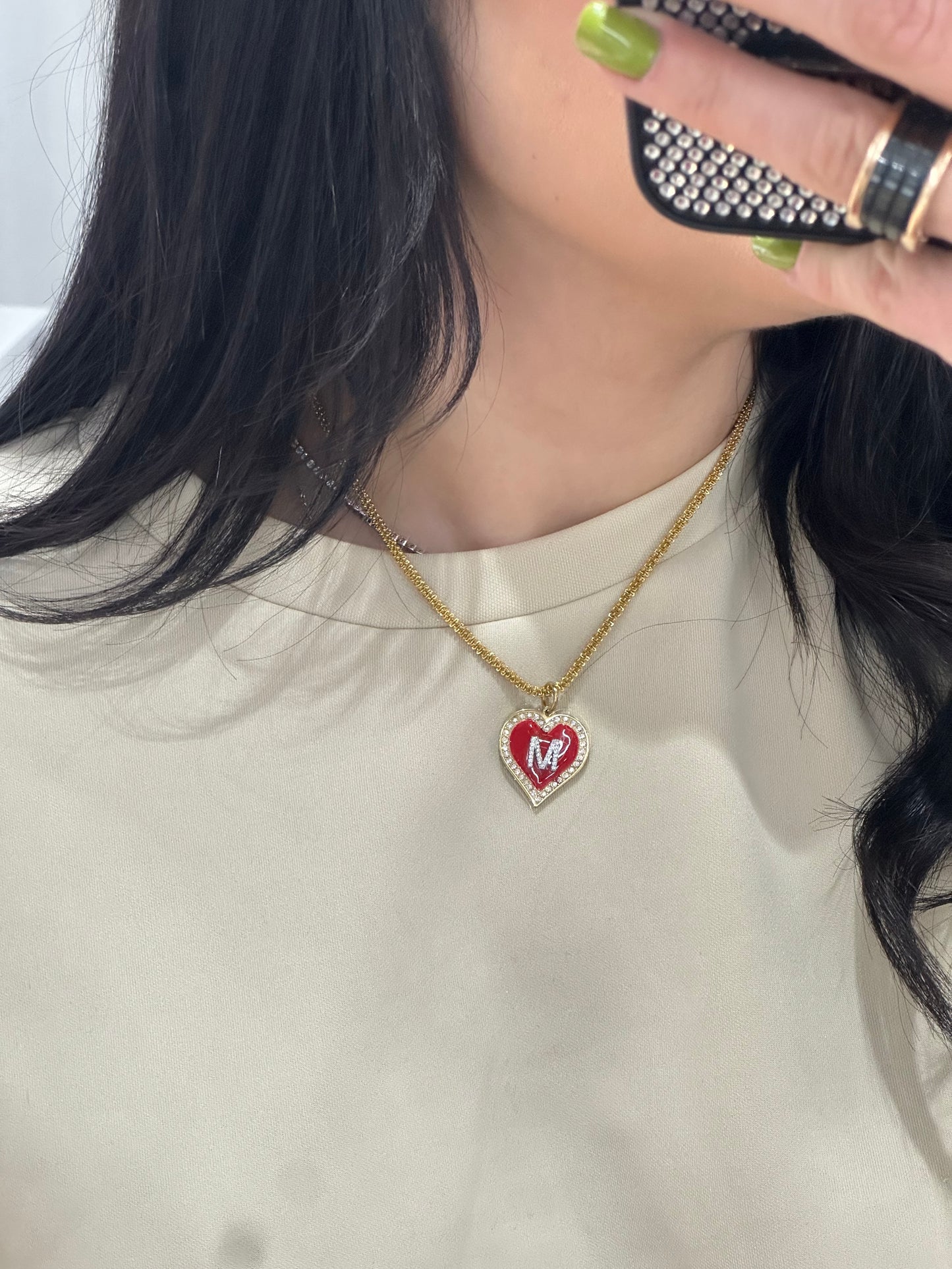 COLLANA CON CUORE E INIZIALE M