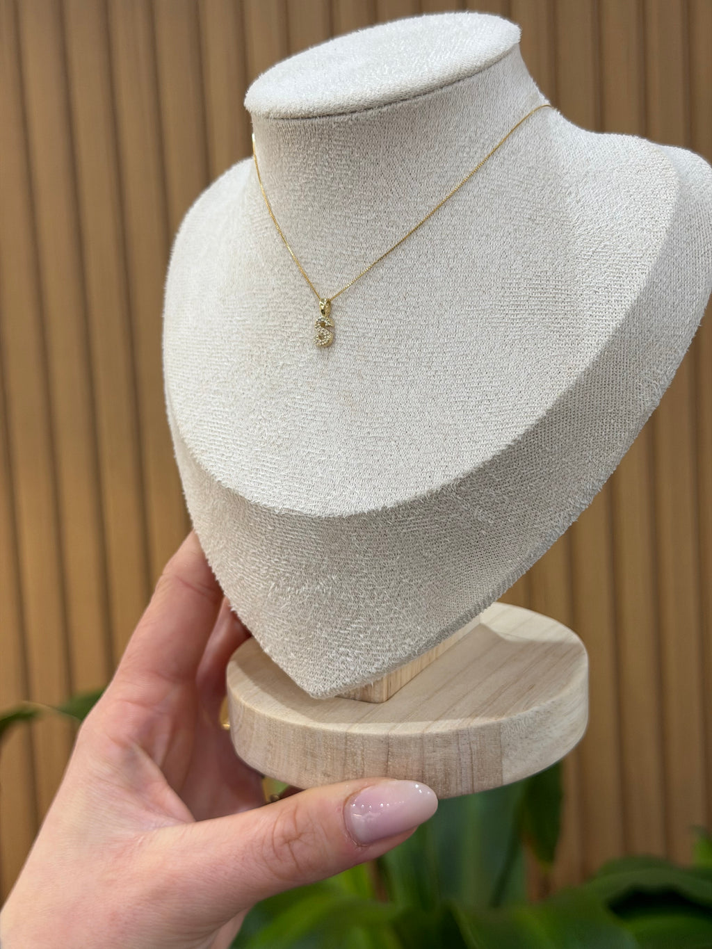 COLLANA INIZIALE S ORO 9 CARATI CON DIAMANTINI