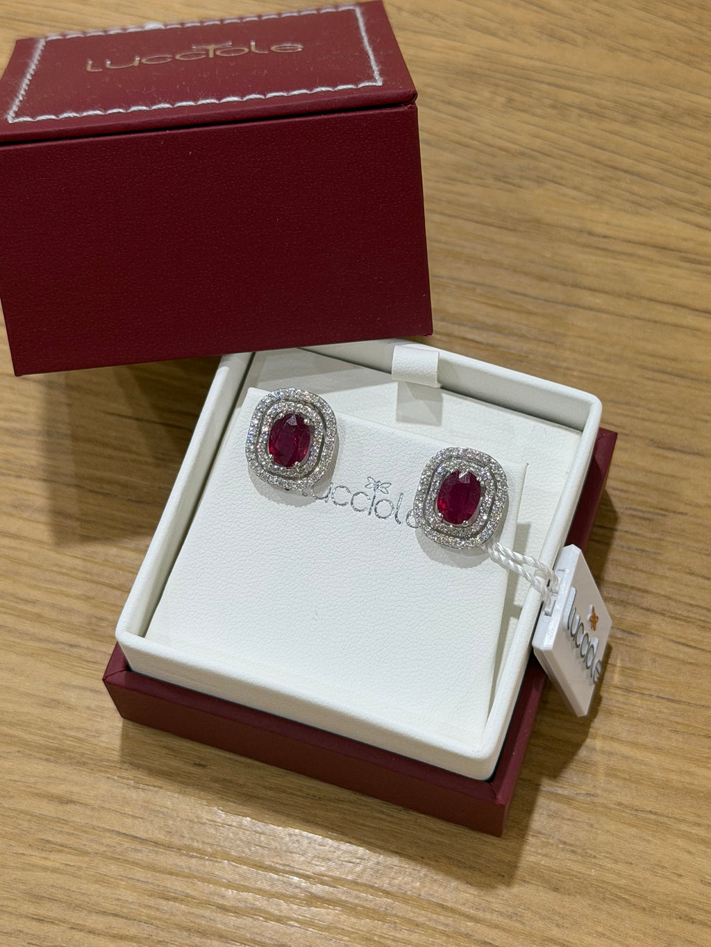 ORECCHINI ORO 18KT CON DIAMANTI E RUBINI