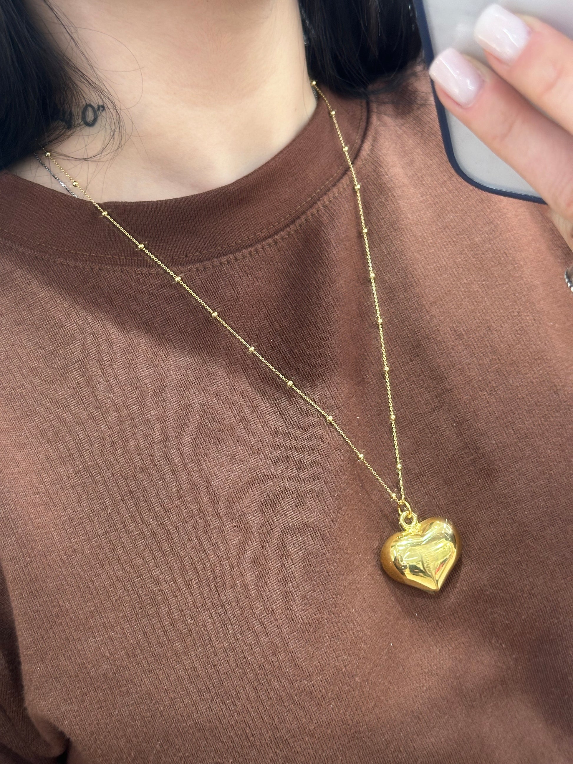 COLLANA CUORE BOMBATO ARGENTO 925
