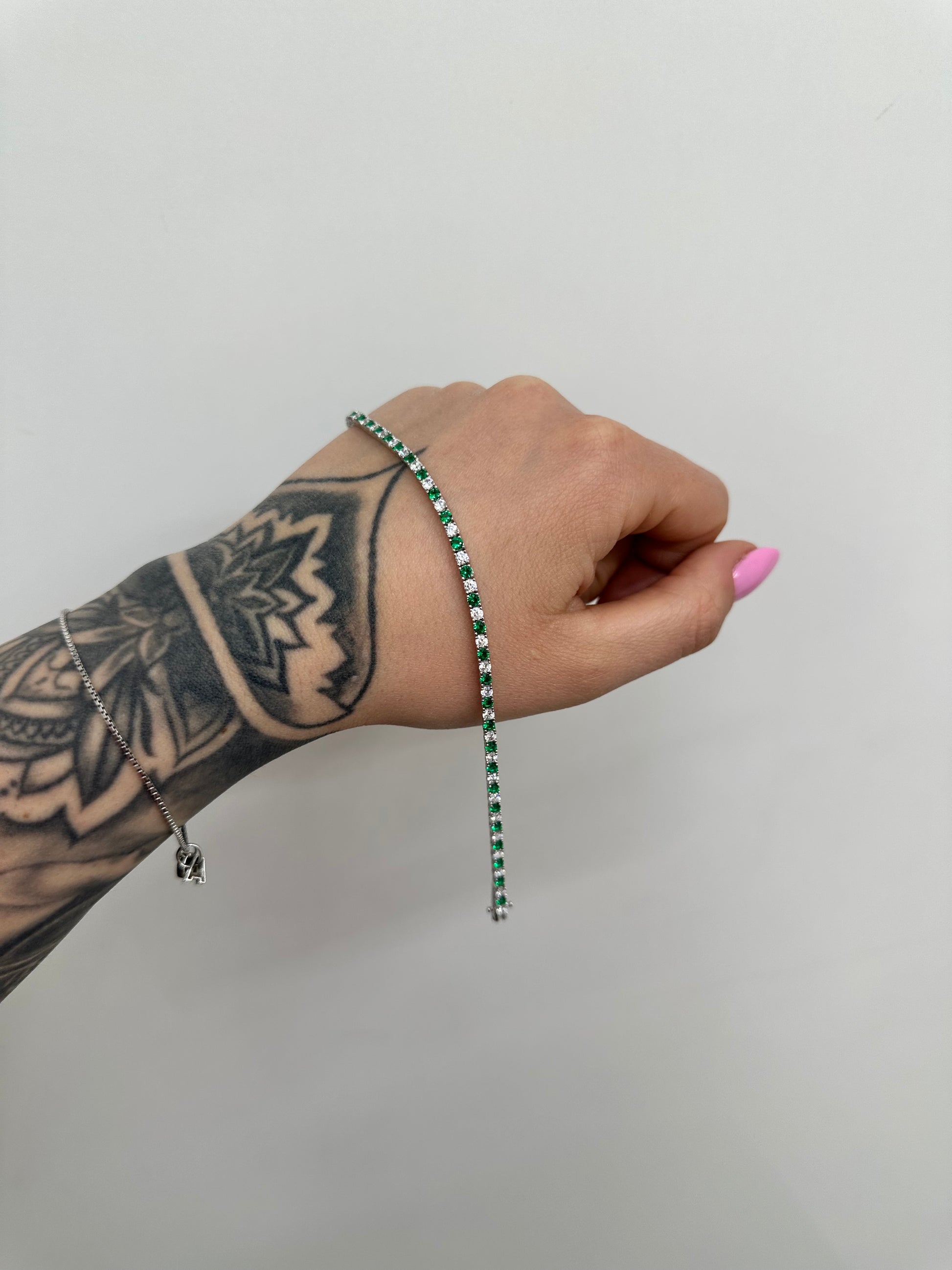 BRACCIALE TENNIS WHITE AND GREEN