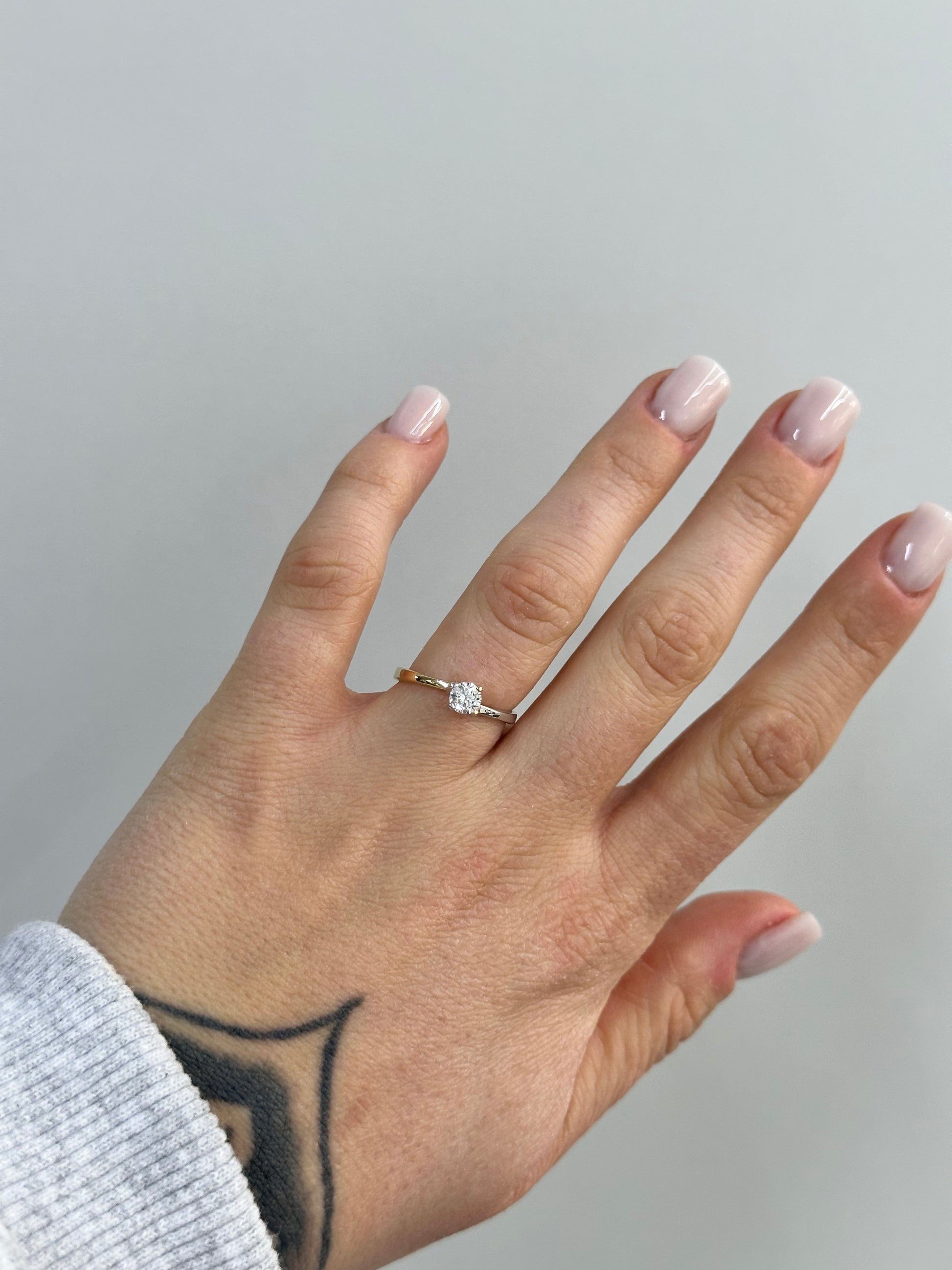 ANELLO SOLITARIO BICOLORE ORO 18KT