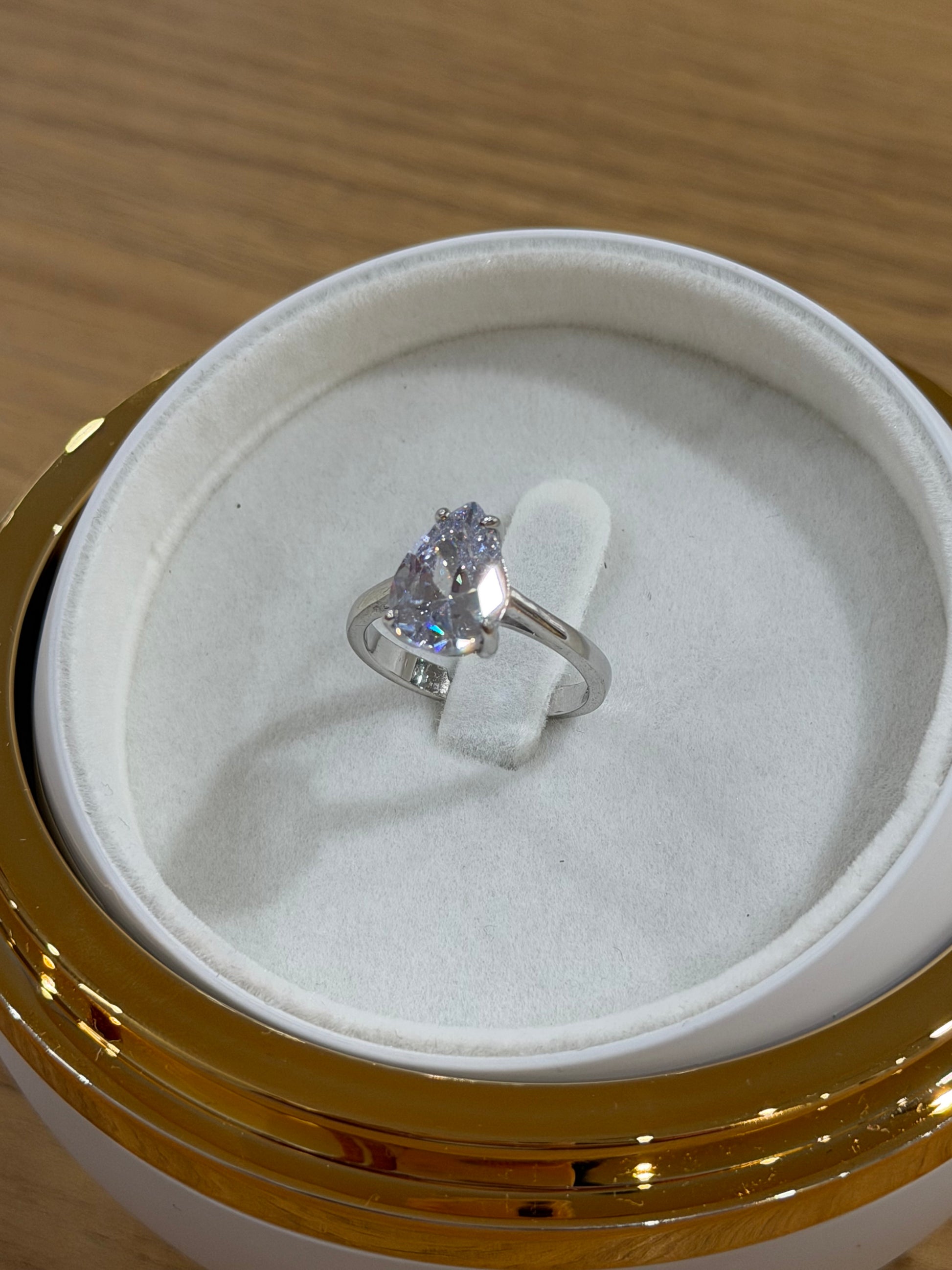 BOX PALLINA DI NATALE CON ANELLO GOCCIA IN ARGENTO 925