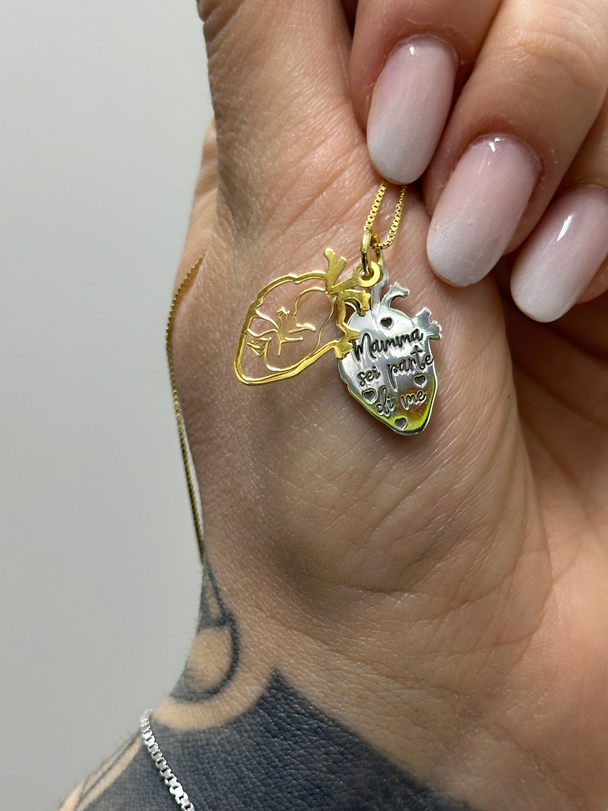 COLLANA CUORE ANATOMICO MAMMA SEI PARTE DI ME