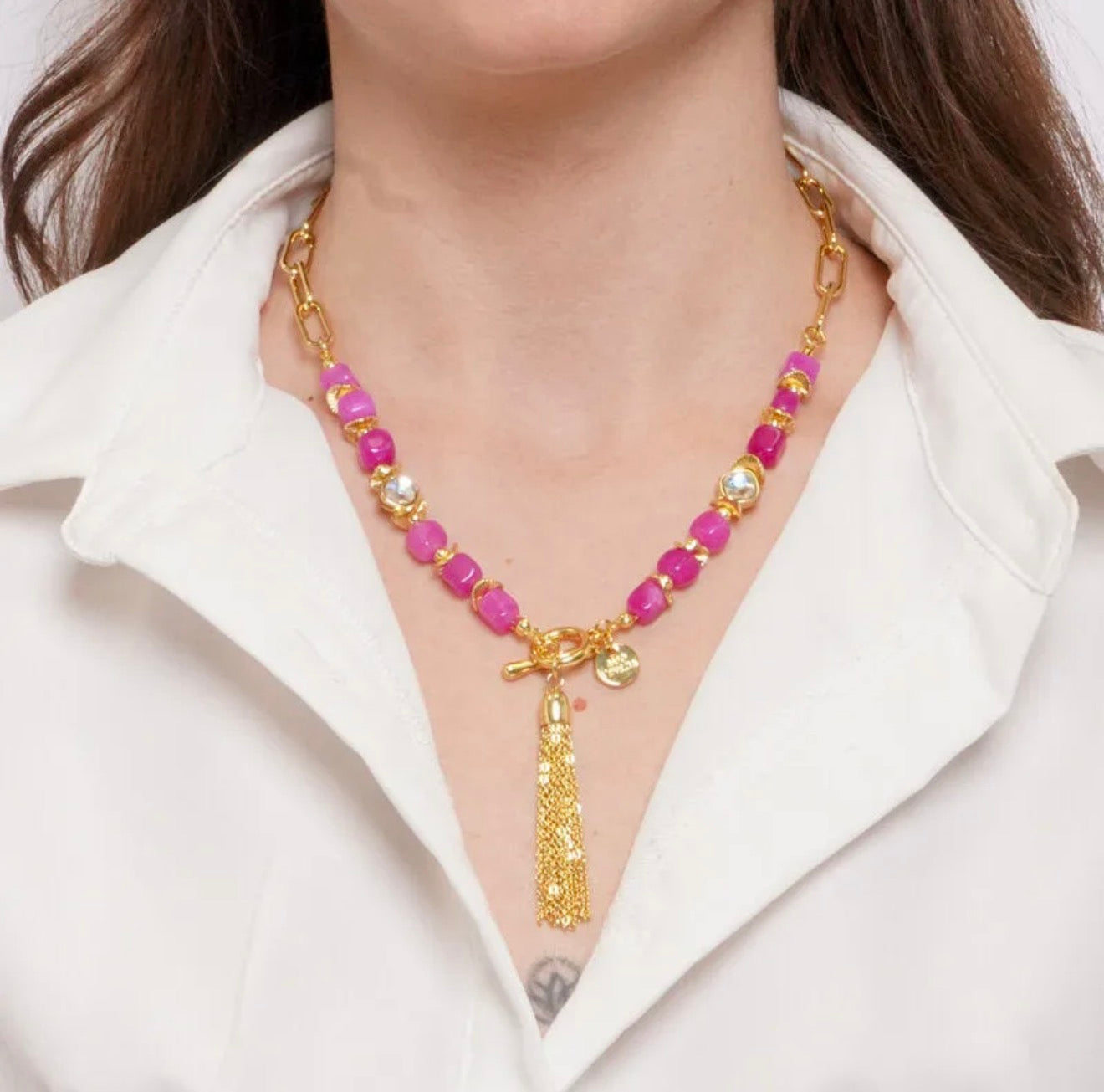 COLLANA AMO VENEZIA CRISTALLI ROSA CON PENDENTE