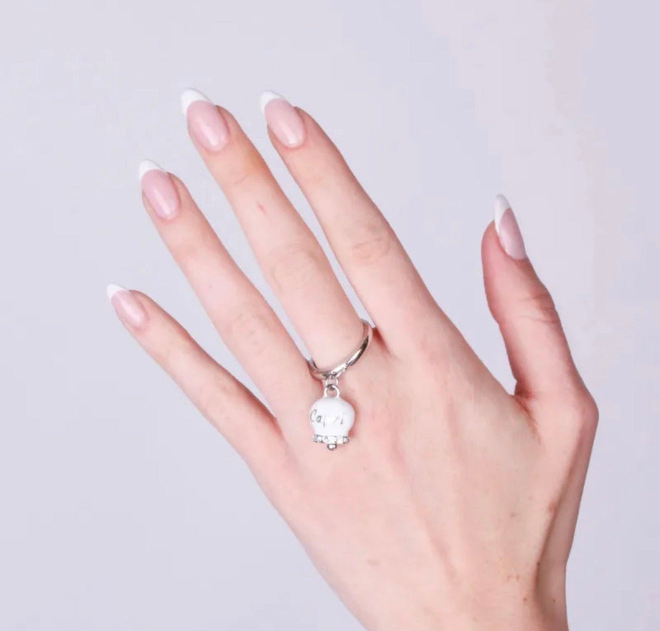 ANELLO AMO CAPRI IN ACCIAIO CAMPANELLA BIANCA