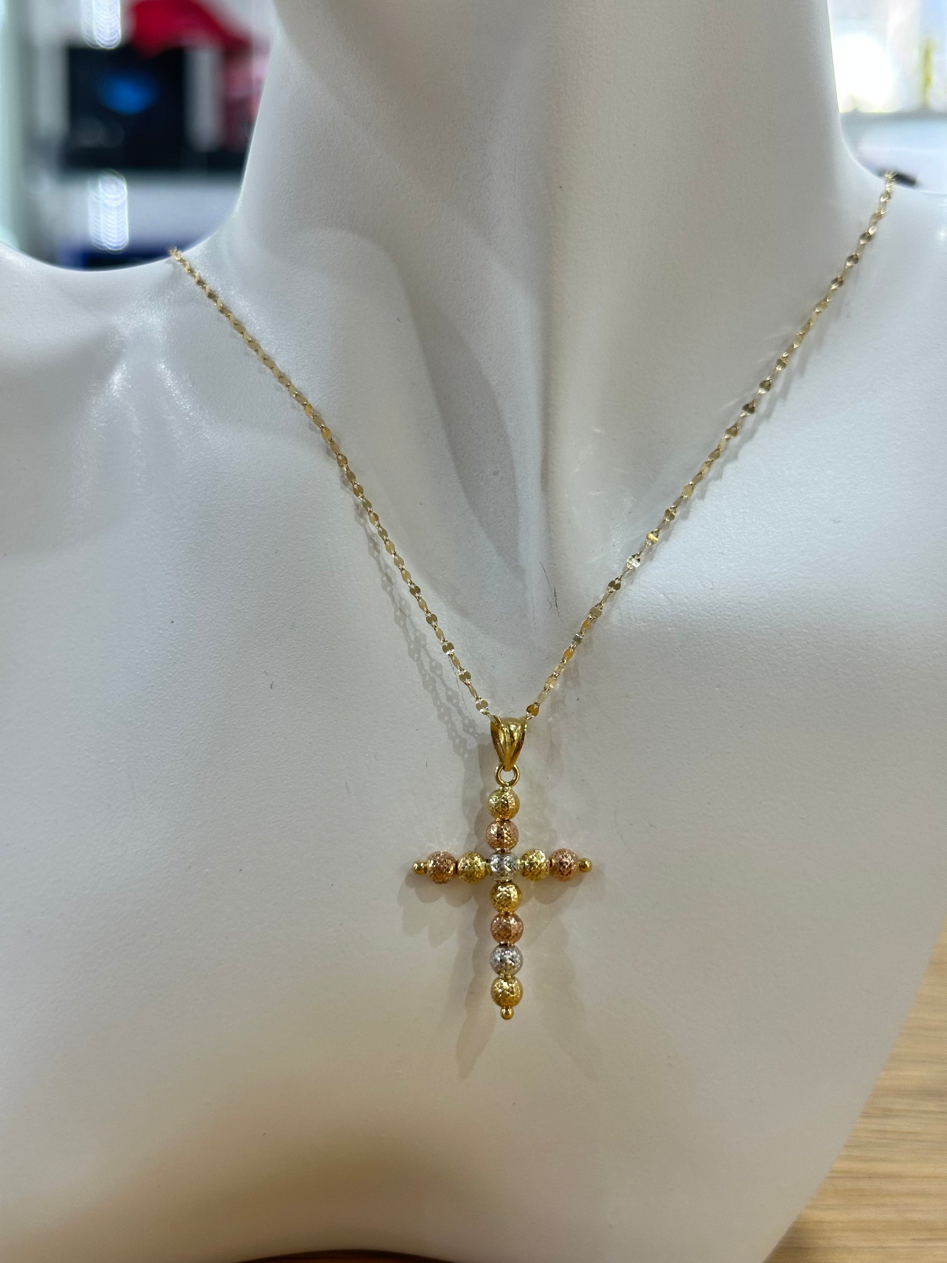 COLLANA SPECCHIATA CON CROCE MILLE LUCI ORO 18KT