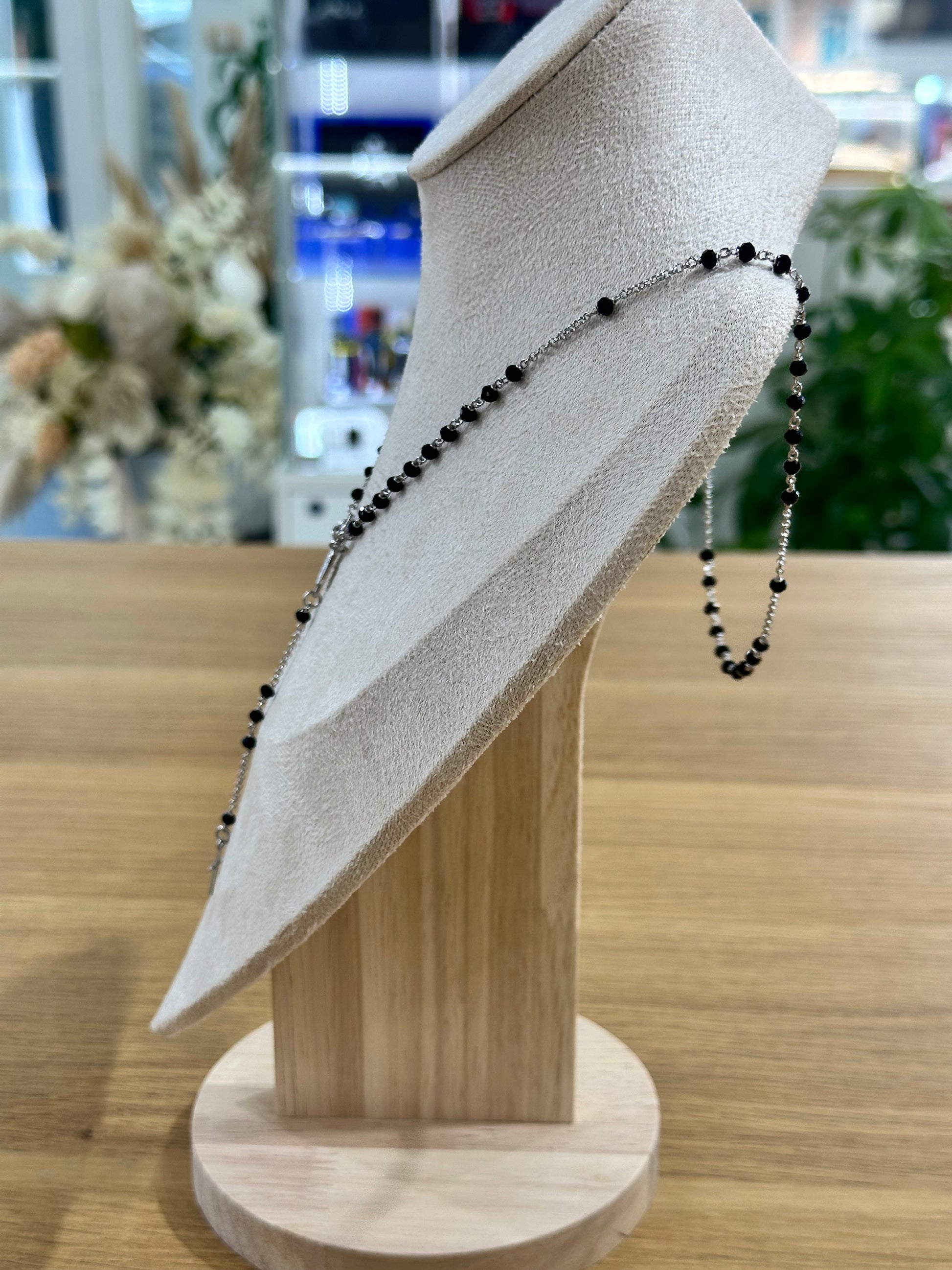 COLLANA ROSARIO ARGENTO CON PIETRA ONICE