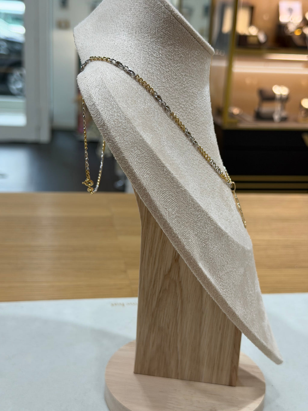 COLLANA BICOLORE ORO 18KT CON CROCE
