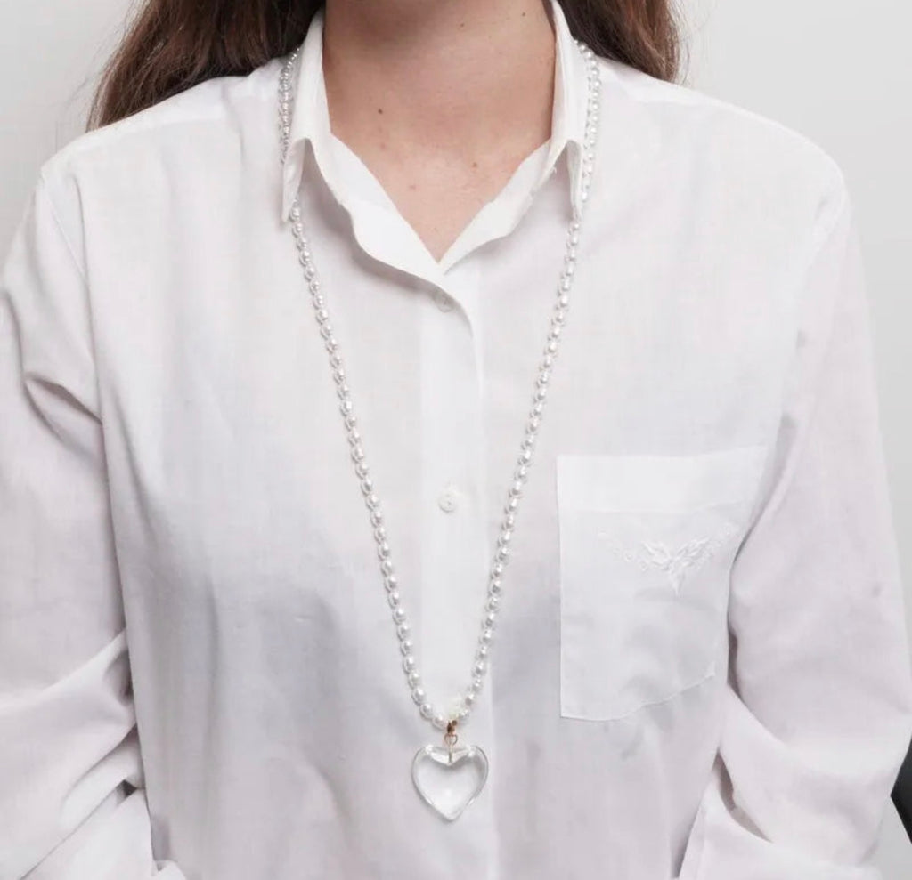 COLLANA AMO VENEZIA CUORE TRASPARENTE CON PERLE