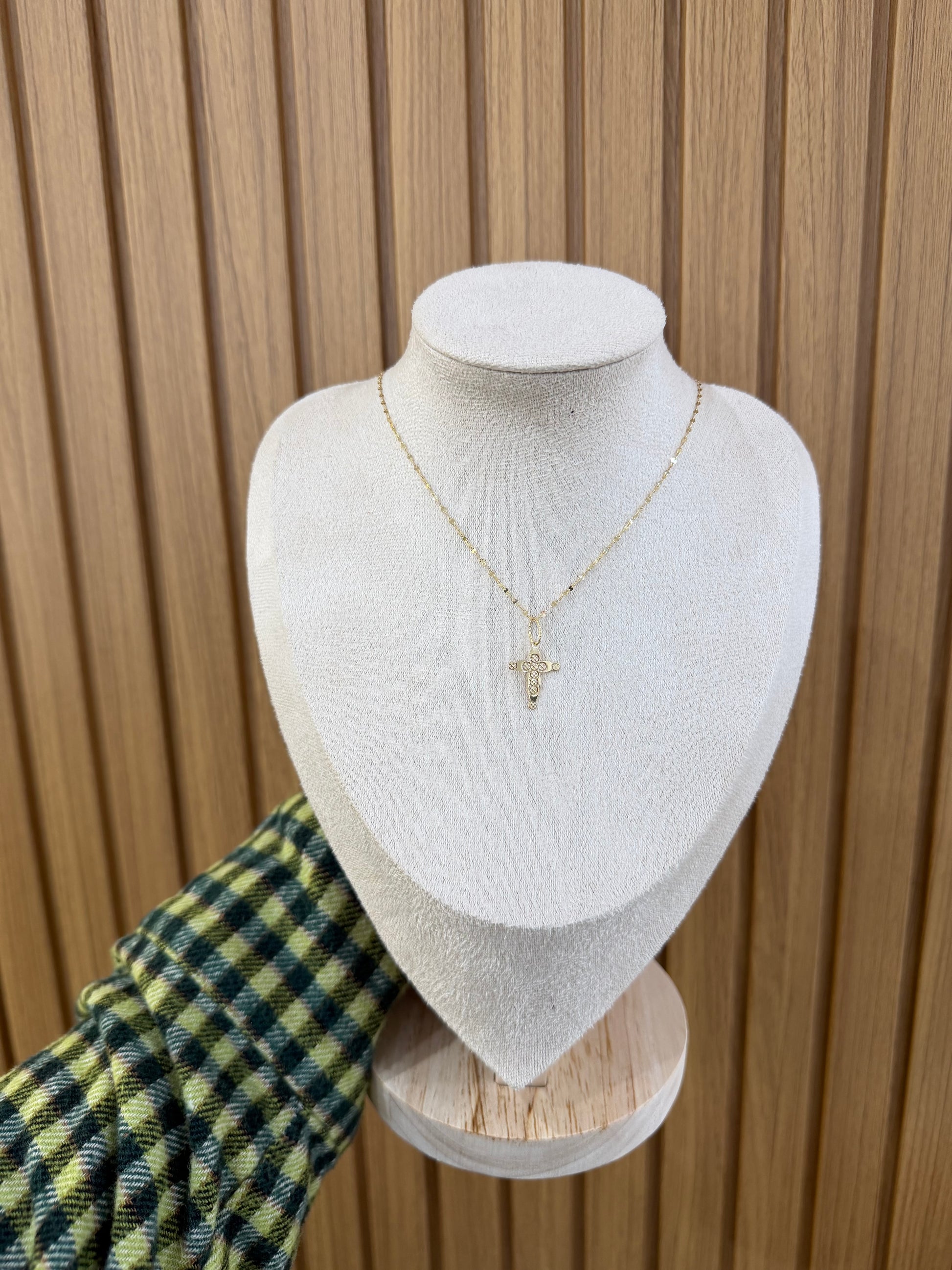 COLLANA ORO 18KT SPECCHIATA CON CIONDOLO CROCE