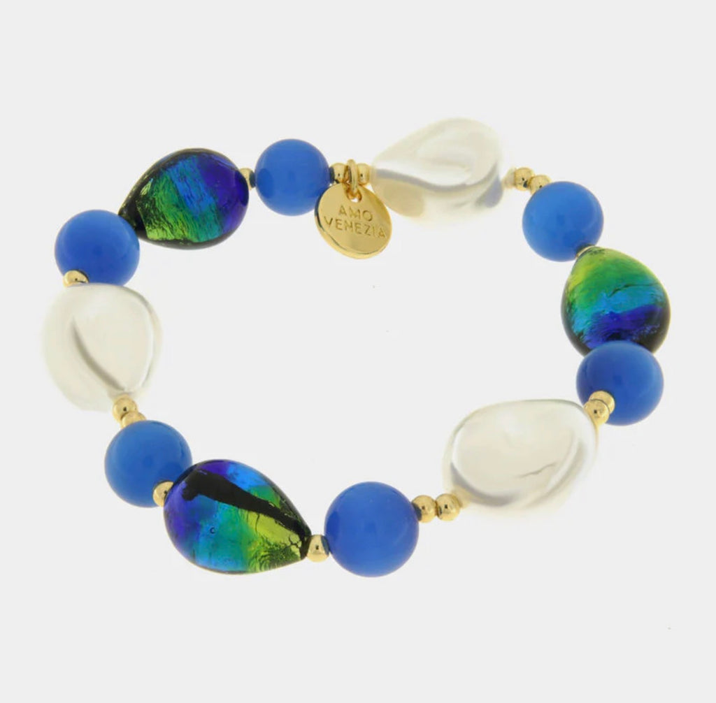 BRACCIALE AMO VENEZIA PERLE E PIETRE DI MURANO