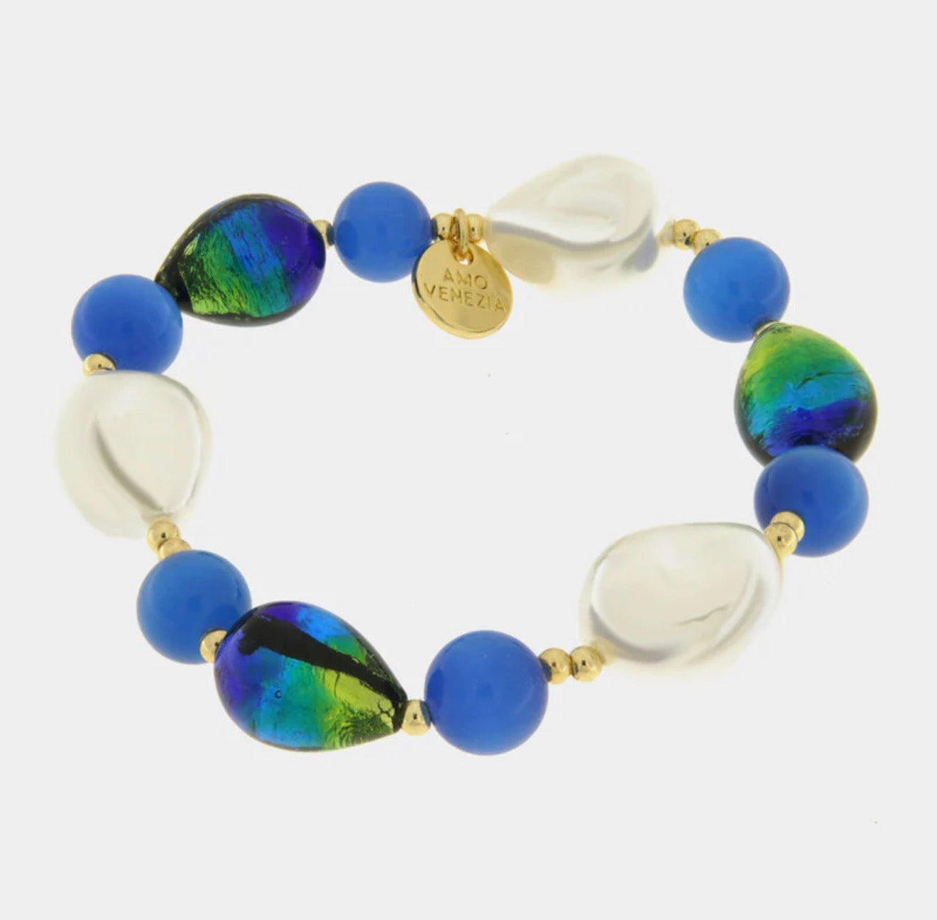 BRACCIALE AMO VENEZIA PERLE E PIETRE DI MURANO