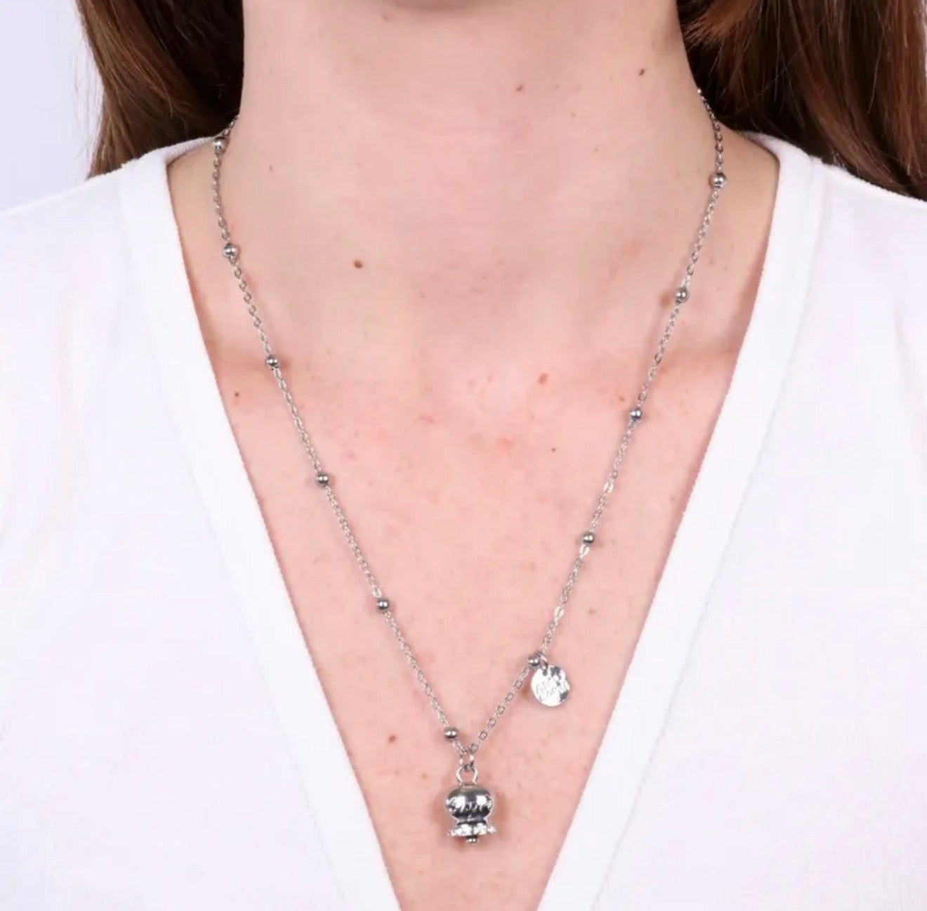 COLLANA AMO CAPRI IN ACCIAIO CON CAMPANELLA