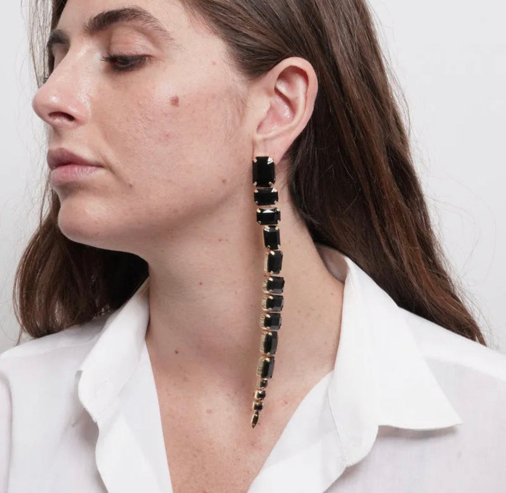 ORECCHINI AMO VENEZIA CASCATA DI CRISTALLI NERI