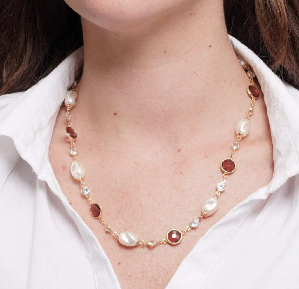 COLLANA AMO VENEZIA GIRO DI PERLE E CRISTALLI MARRONI