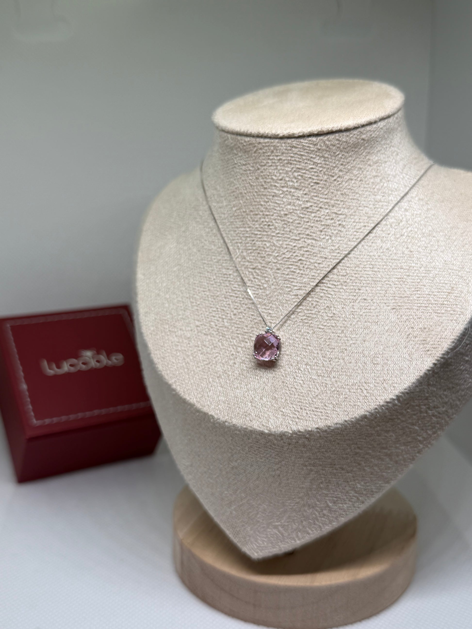 COLLANA LUCCIOLE 9 CARATI ZAFFIRO ROSA E DIAMANTINO