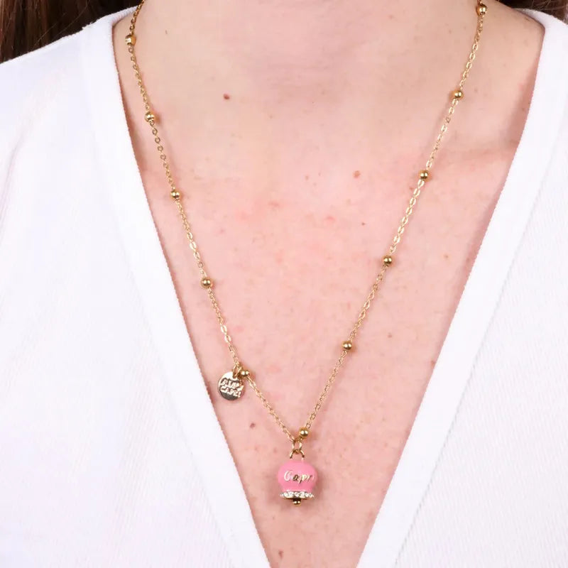 COLLANA AMO CAPRI ACCIAIO CON CAMPANELLA ROSA