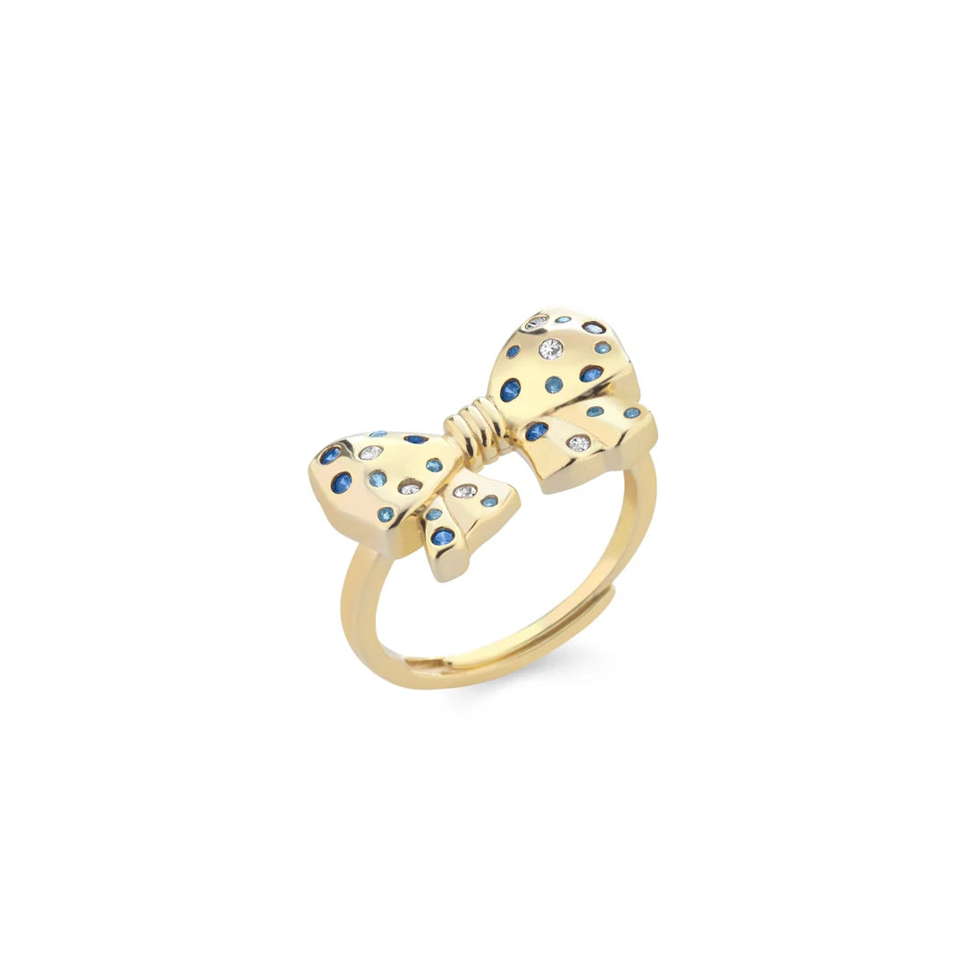 ANELLO FIOCCO ZIRCONI AZZURRI LAURA P