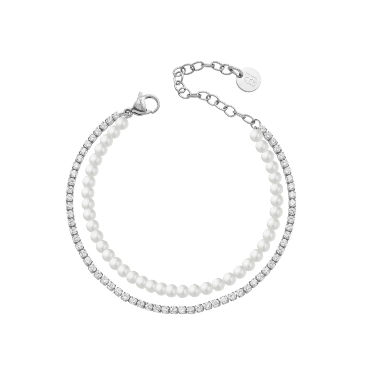 BRACCIALE LIU JO DOPPIO FILO PERLE E ZIRCONI