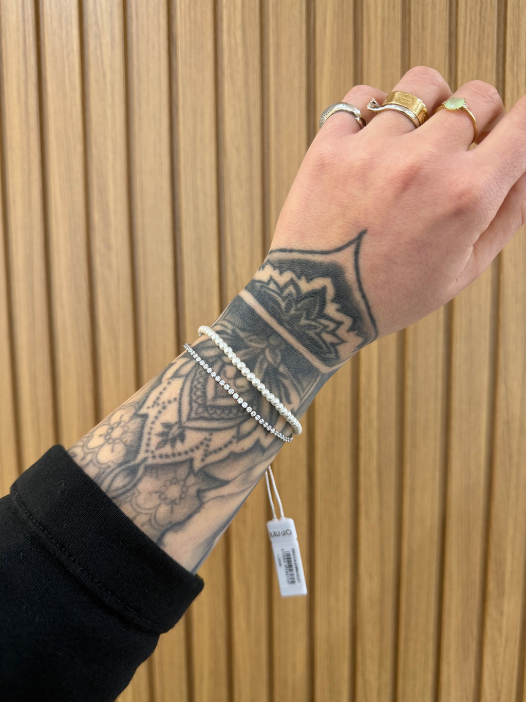 BRACCIALE LIU JO DOPPIO FILO PERLE E ZIRCONI